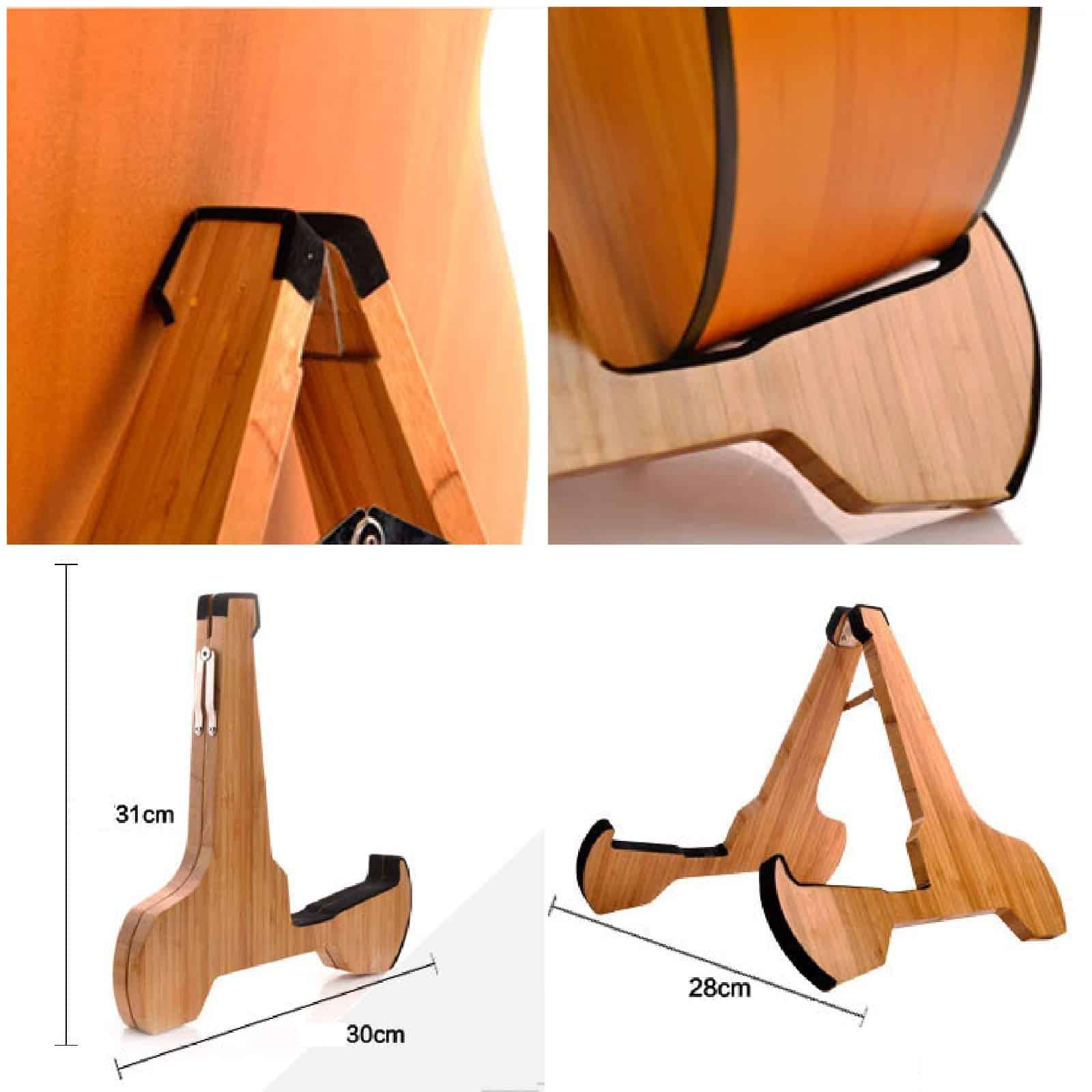Soporte de Guitarra Miwayer de Bambú Real A-Frame Plegable - Image 9