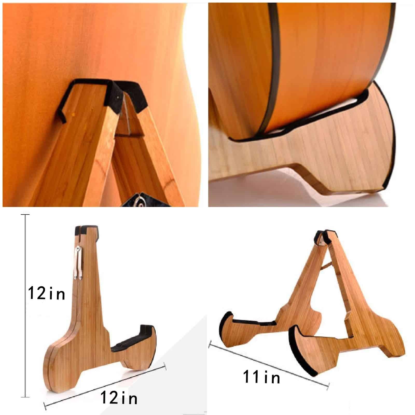 Soporte de Guitarra Miwayer de Bambú Real A-Frame Plegable - Image 4