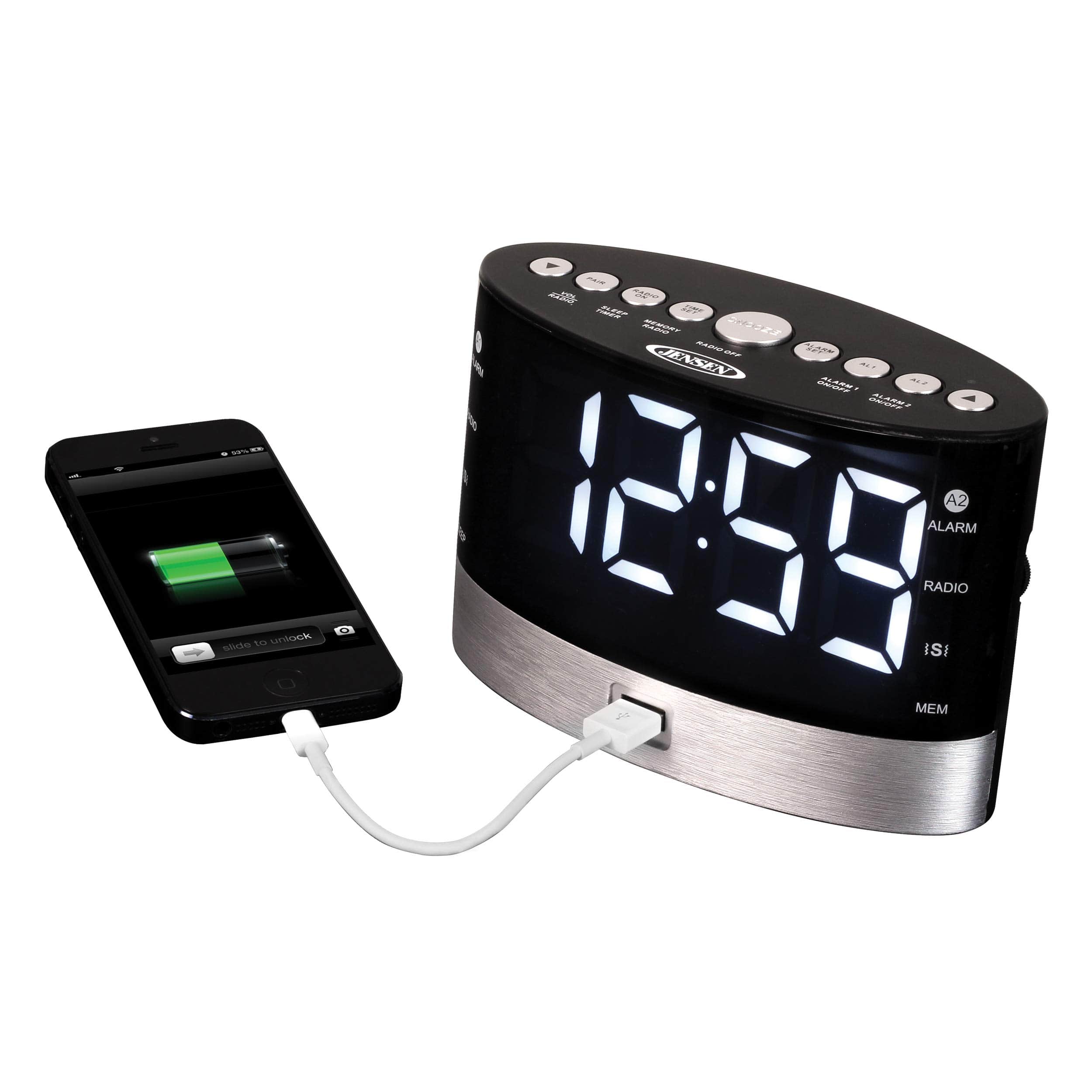 Radio Despertador Digital JENSEN JCR-255 AM/FM de Doble - Imagen 3