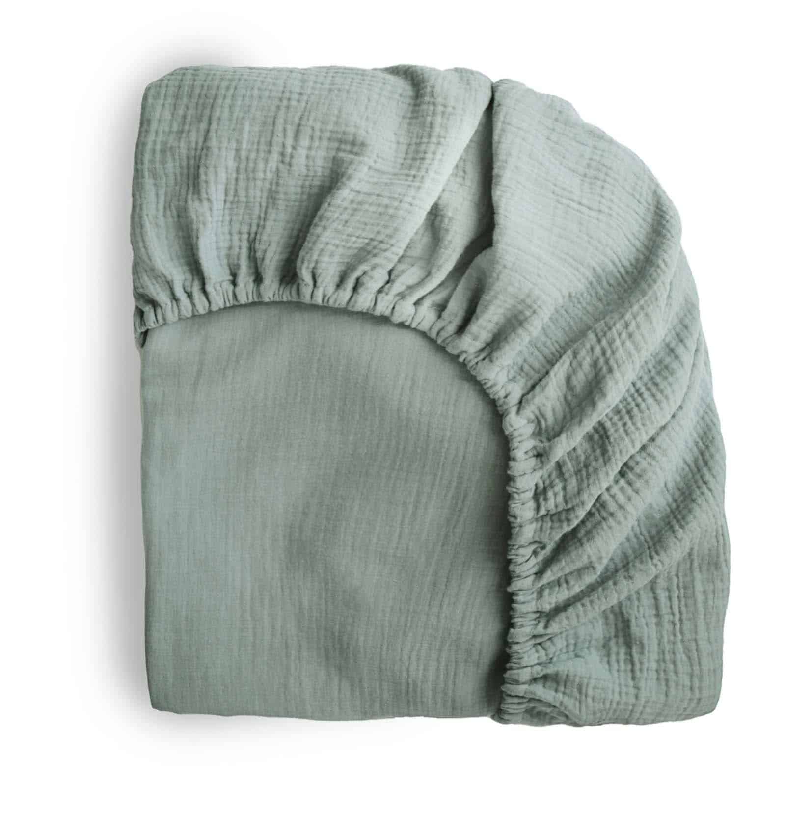 Sábana de cuna ajustada muselina extra suave -Verde Romano