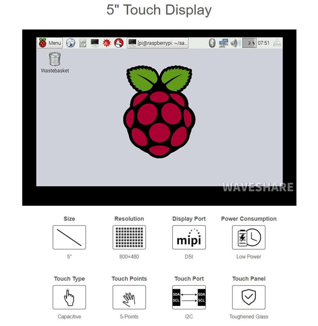 Pantalla Táctil Capacitiva De 5 Pulgadas Coolwell Waveshae - Image 4
