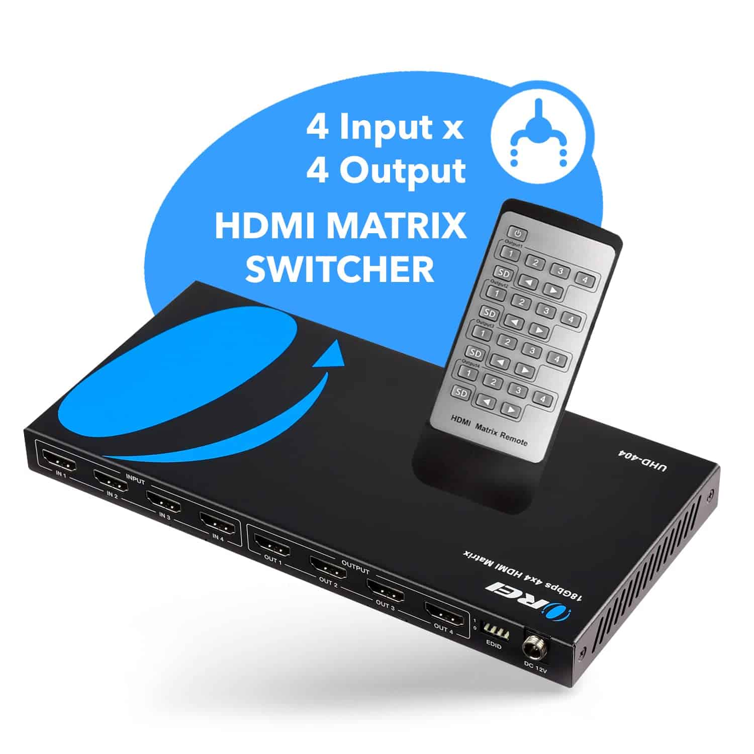OREI 4x4 HDMI 4K Matrix Switch/Splitter con Control Remoto - Image 3