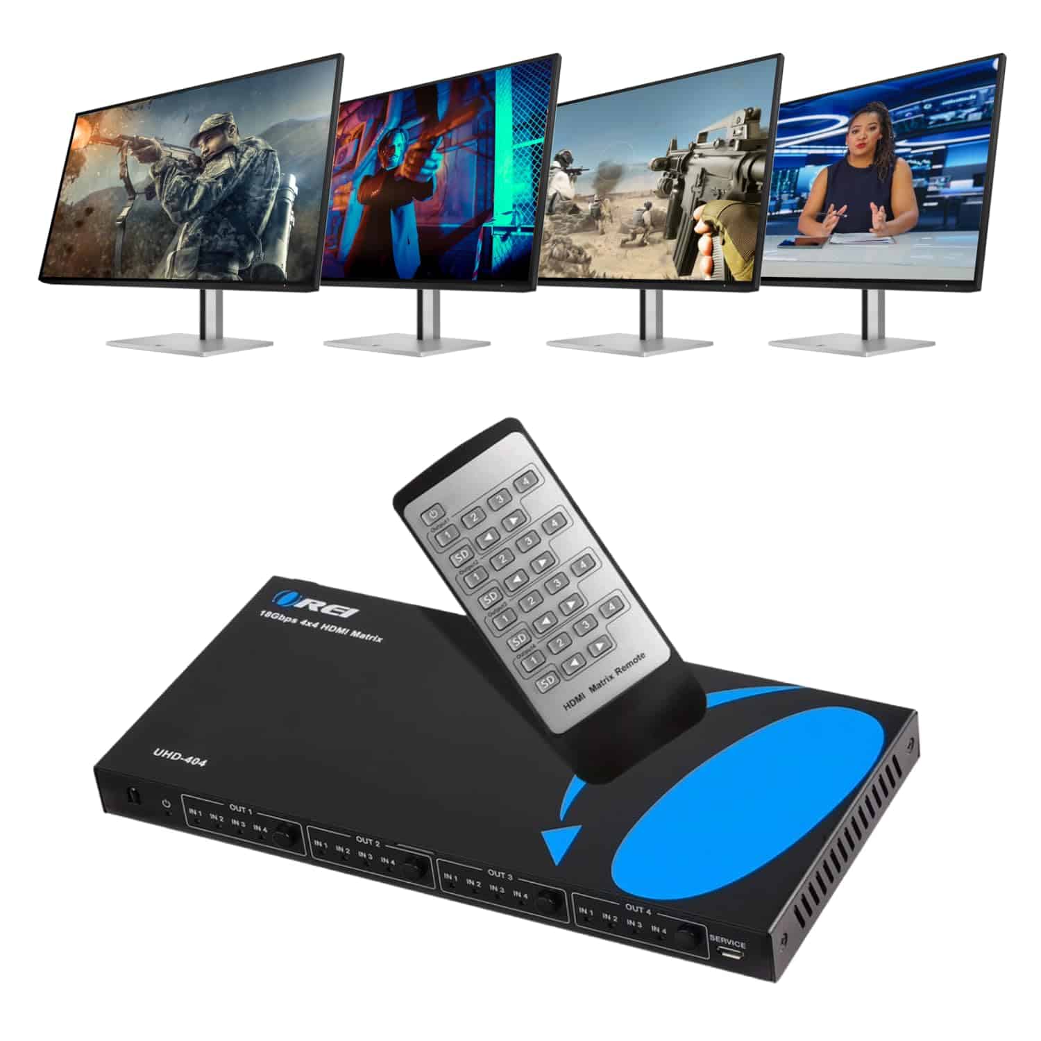 OREI 4x4 HDMI 4K Matrix Switch/Splitter con Control Remoto