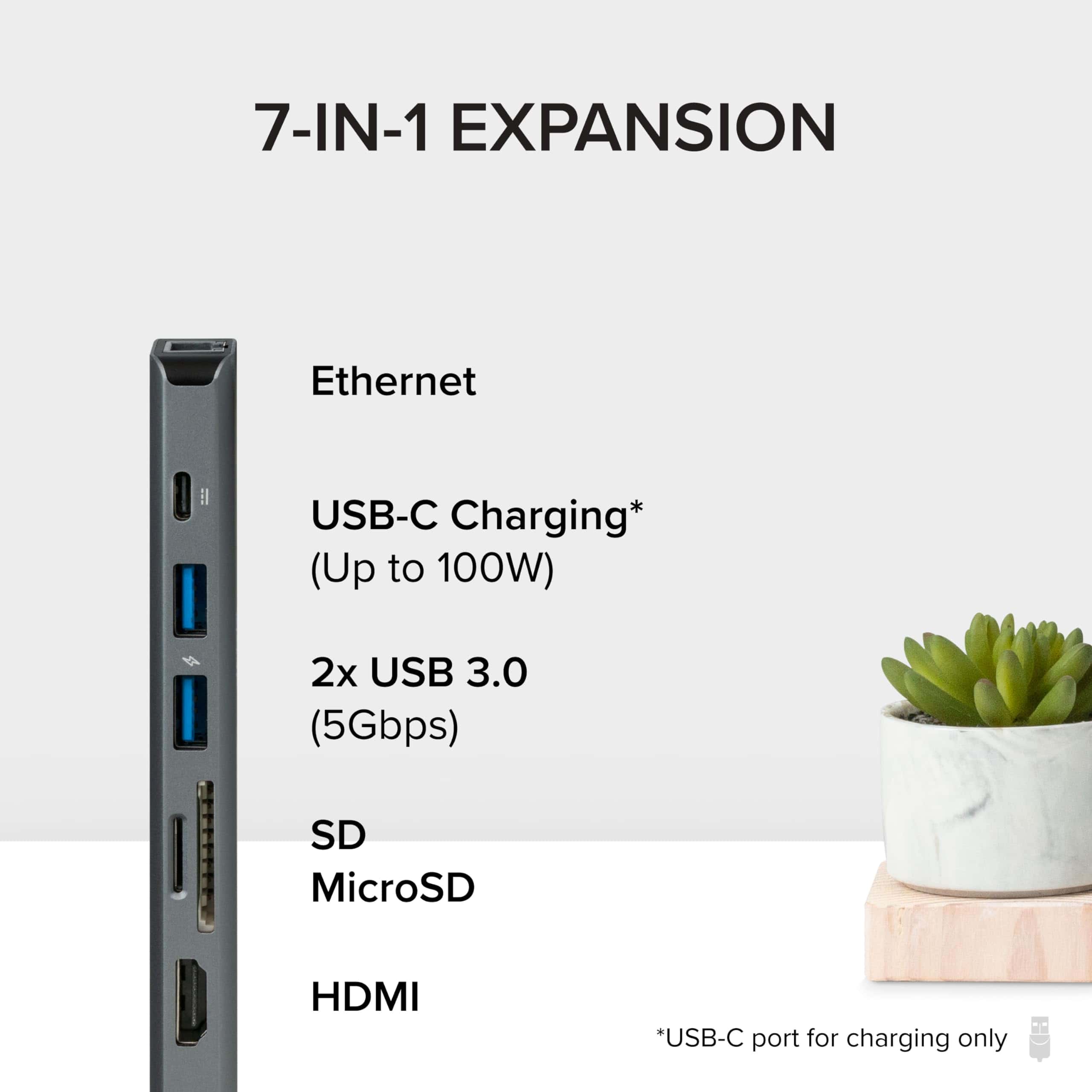 Adaptador multipuerto Plugable 7 en 1 USB C Hub con - Image 3