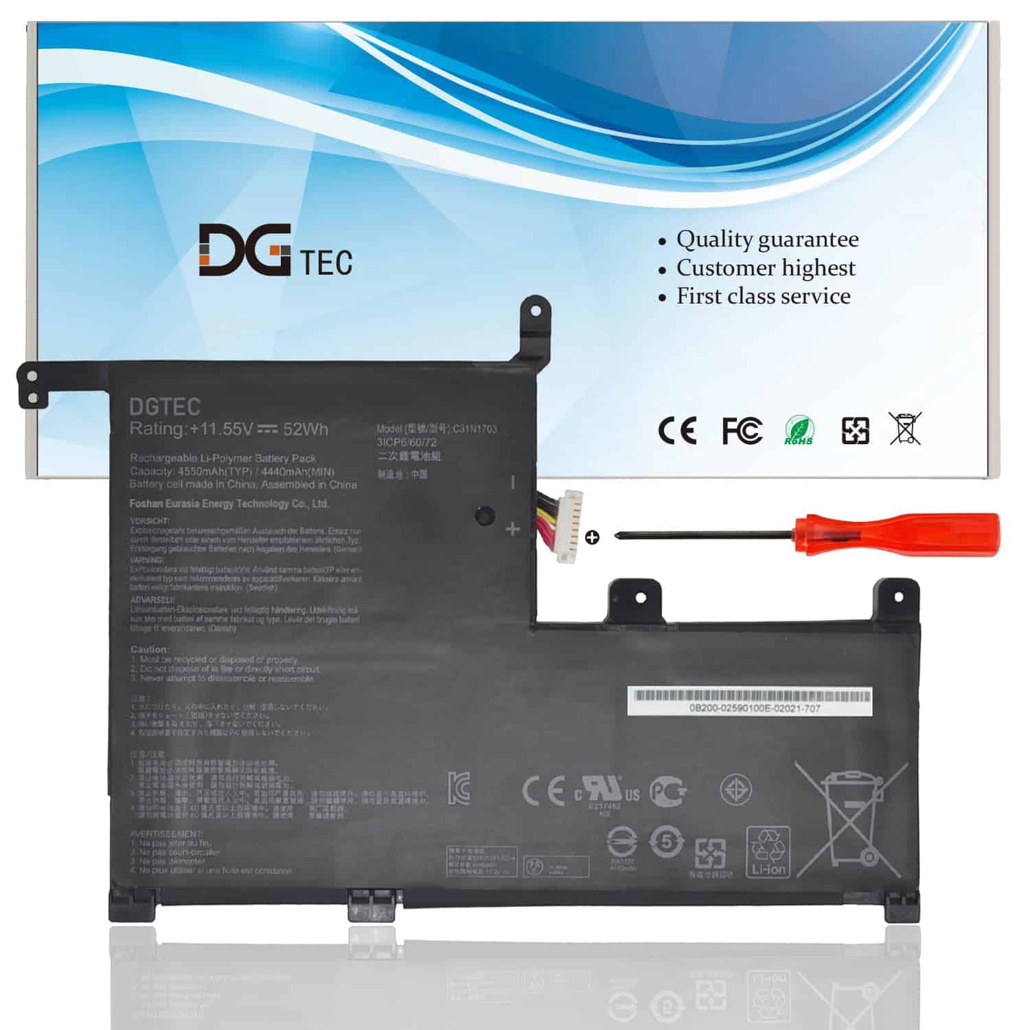 Batería de reemplazo nueva para laptop DGTEC C31N1703 para