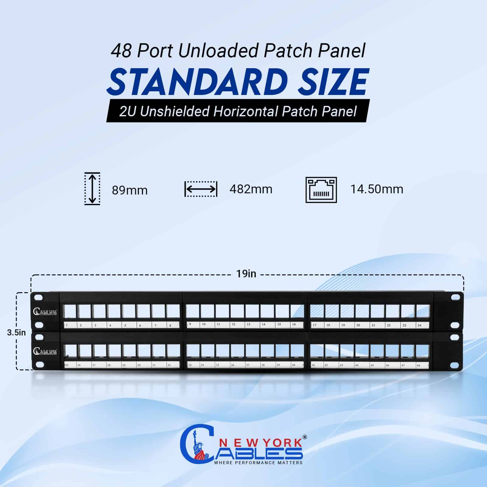 Panel de Parche NewYork Cables 2U 48 Puertos Vacíos - Image 5