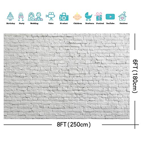 Fondo de pared de ladrillo blanco rústico, Yeele 8x6ft - Imagen 6