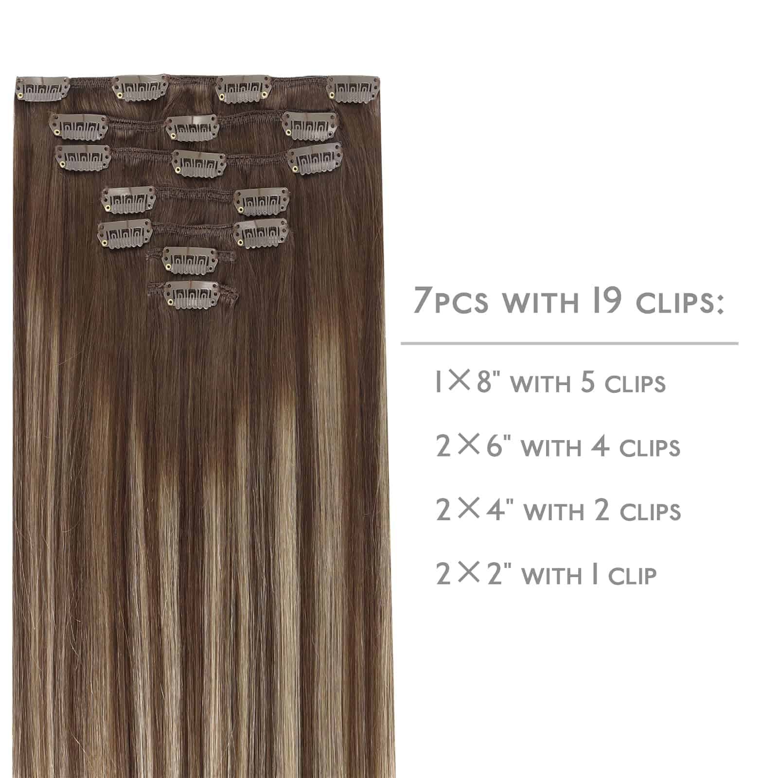 Extensiones de Cabello Clip en Cabello -Balayage Chocolate B - Imagen 3
