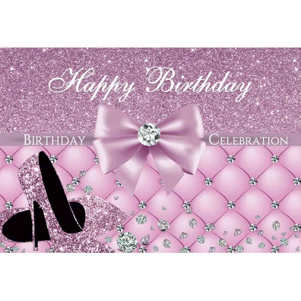 Fondo de cumpleaños con brillo rosa y diamantes para