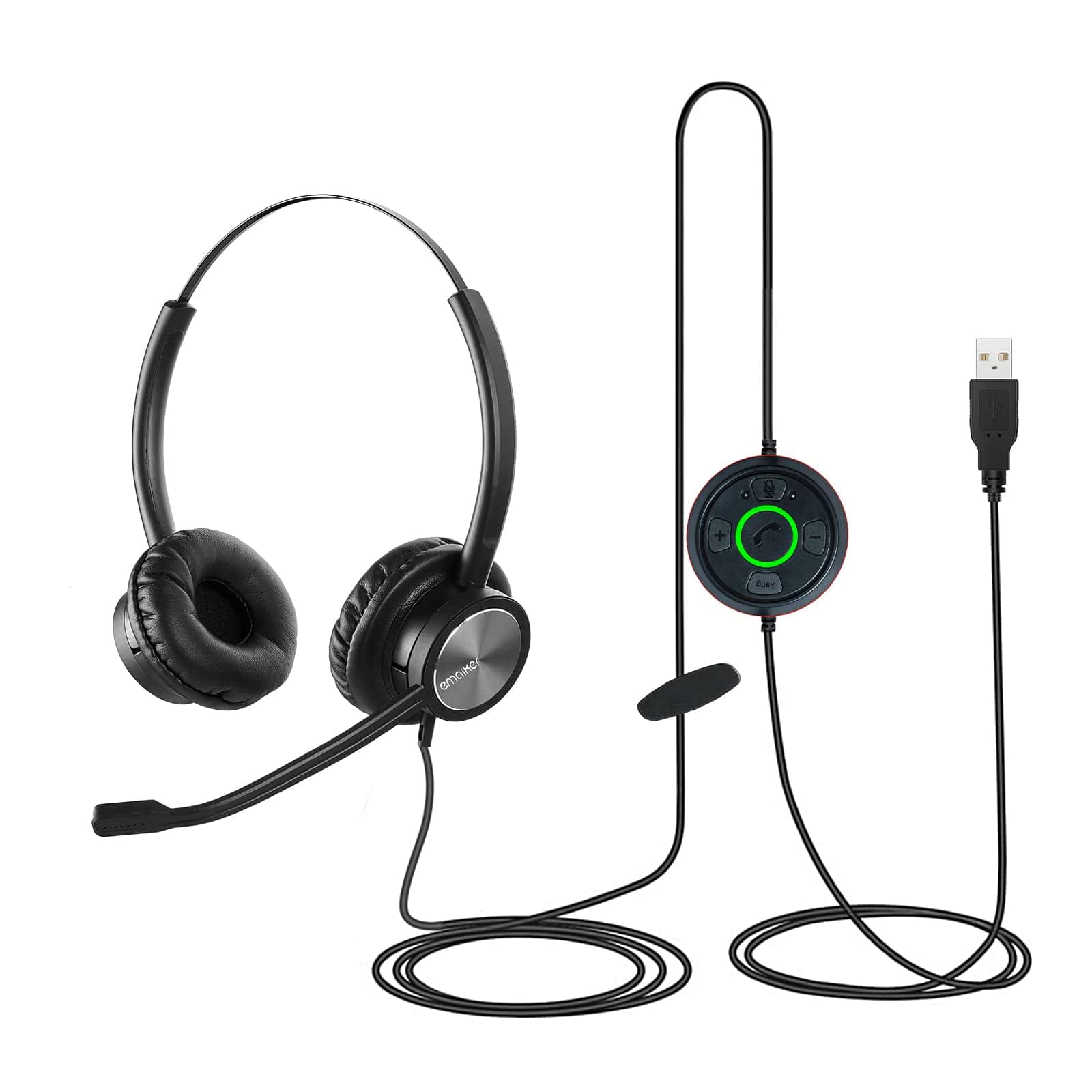 Audífonos USB con micrófono para laptop, auriculares de