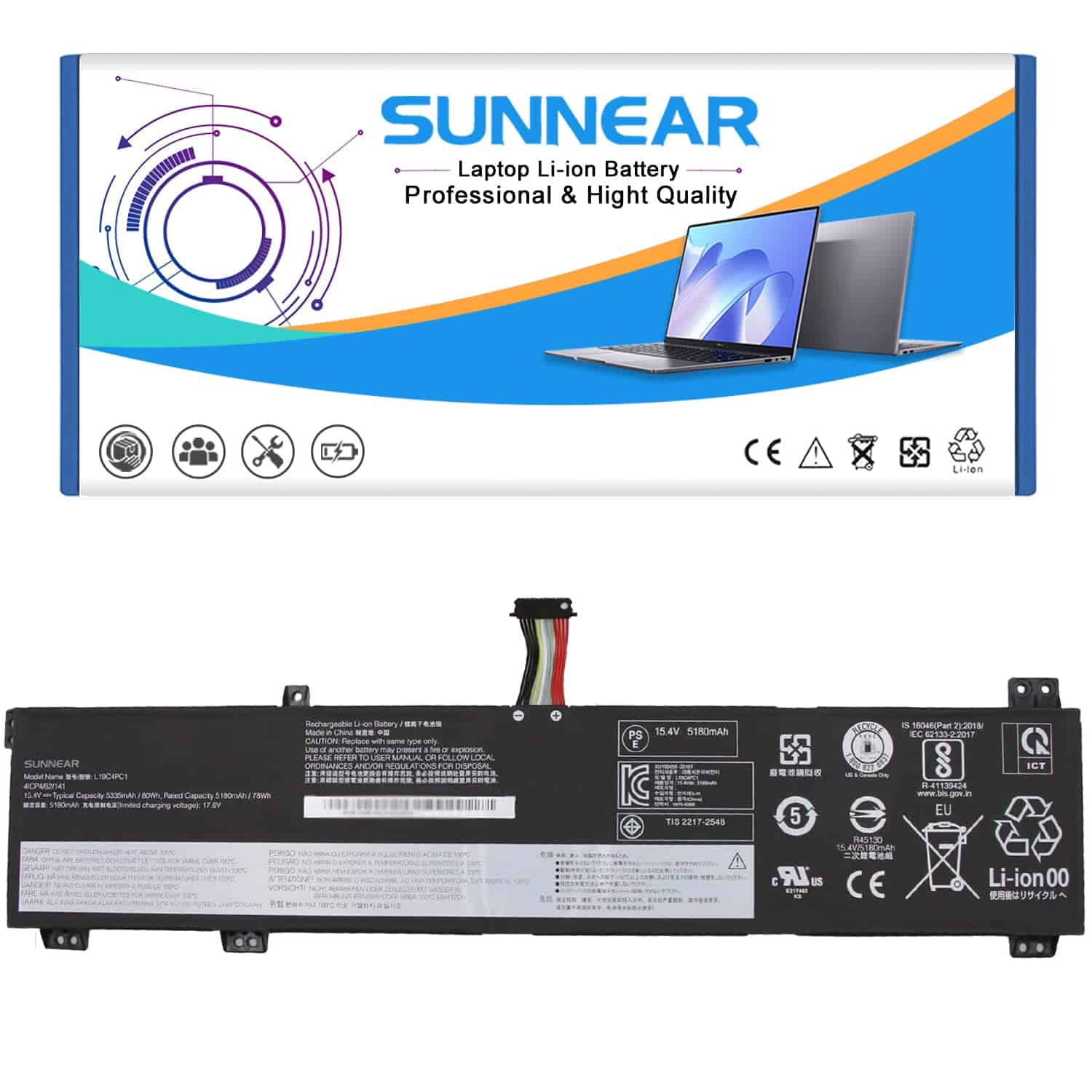 Batería de Laptop SUNNEAR L19C4PC1 Compatible con Legion