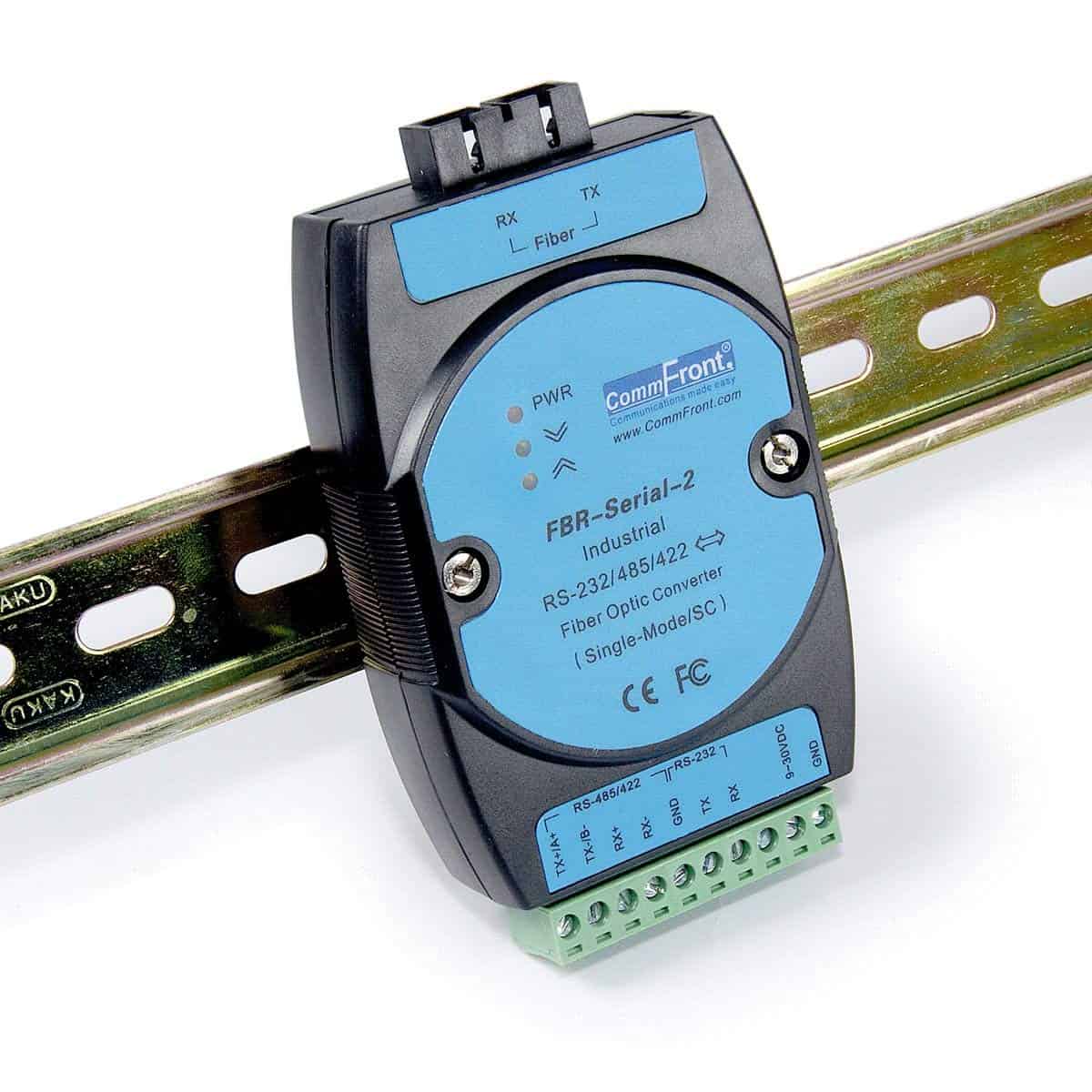 Conversor Industrial RS232 / RS485 / RS422 a Fibra Óptica,