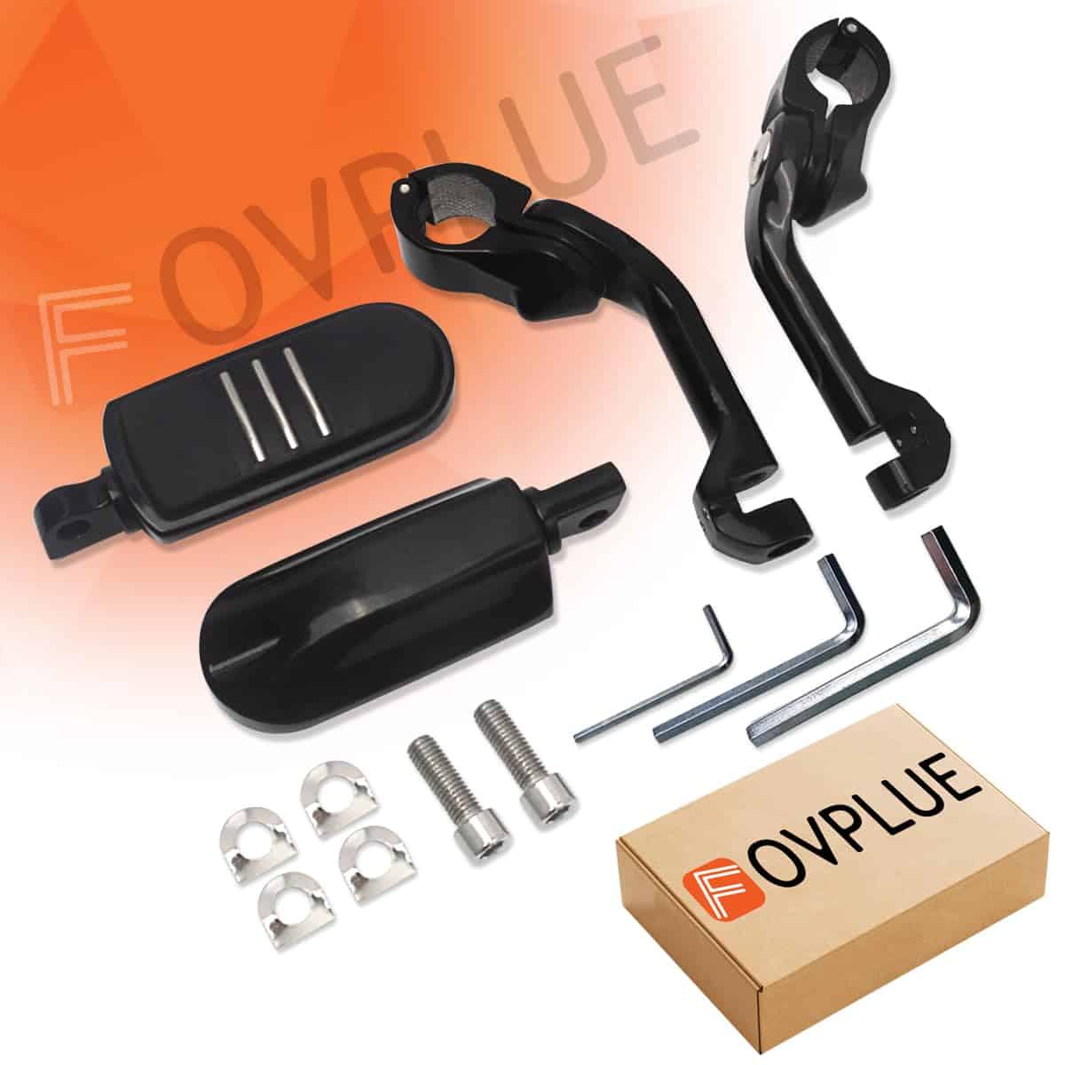 FOVPLUE 1.25" Highway Footpegs, Angulados Largos Ajustables - Imagen 8