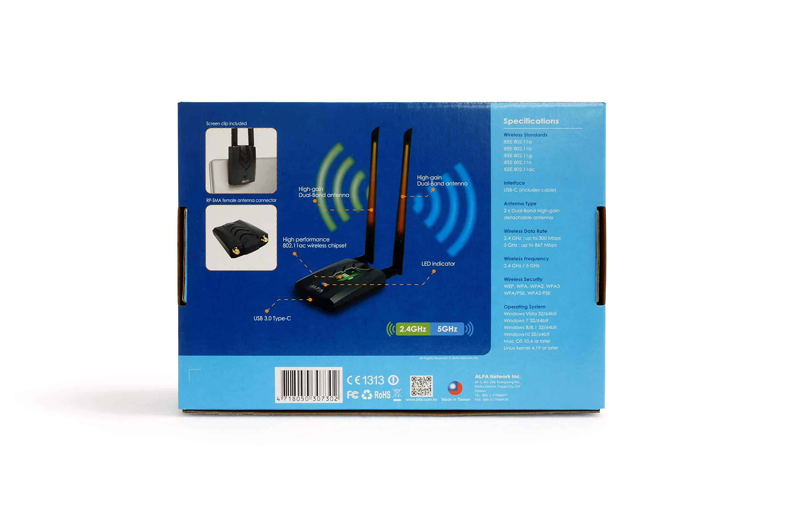 ?Nuevo Adaptador de Wi-Fi USB Tipo-C ALFA AWUS036ACH de - Imagen 6