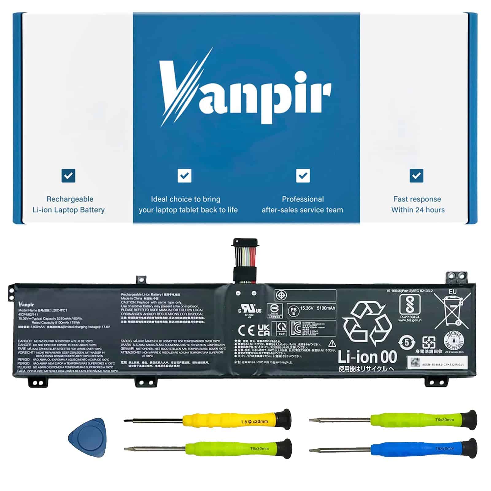 Batería de Repuesto para Laptop VANPIR L20C4PC1 para Lenovo