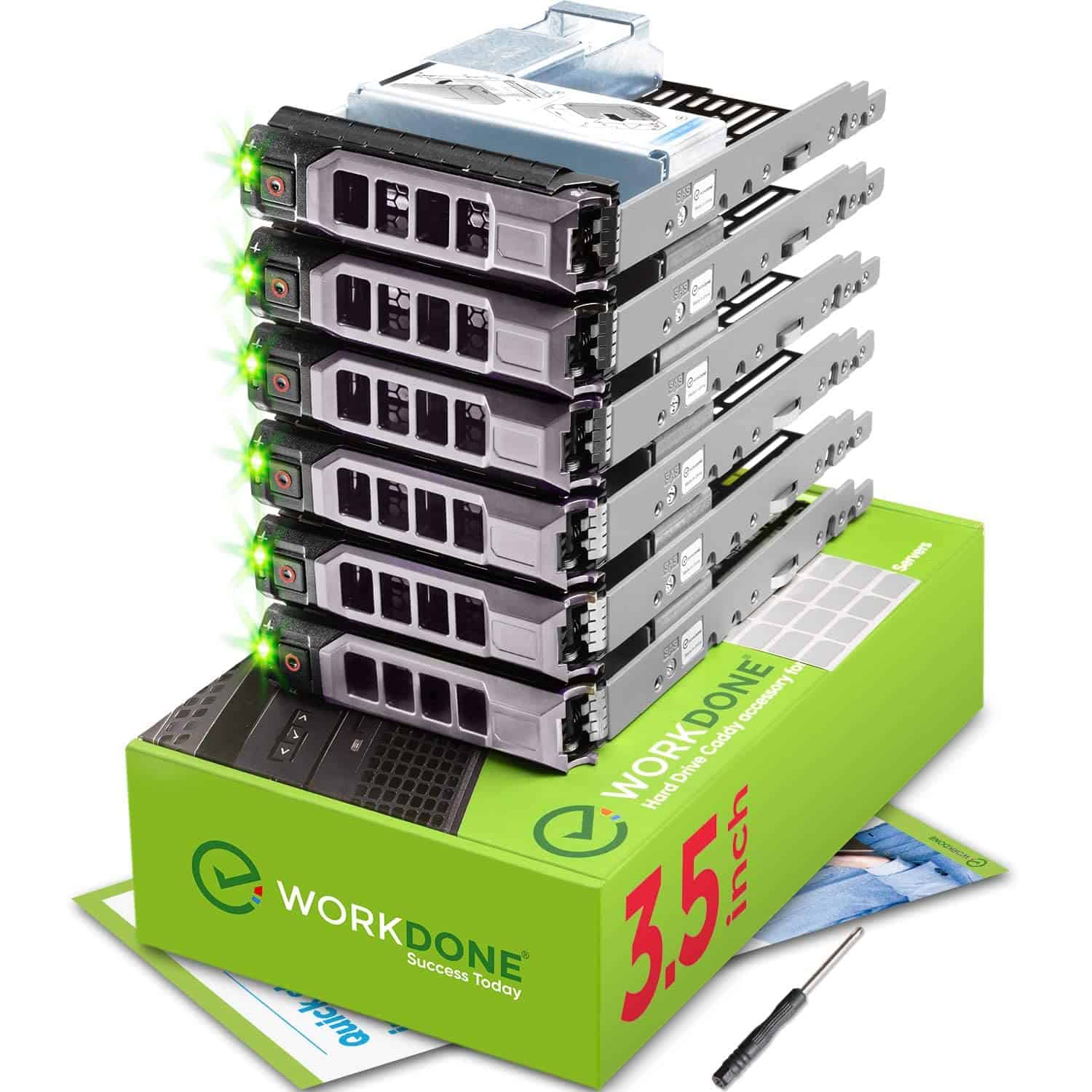 WORKDONE 6-Pack - Caddy de Disco Duro de 3.5" con Adaptador