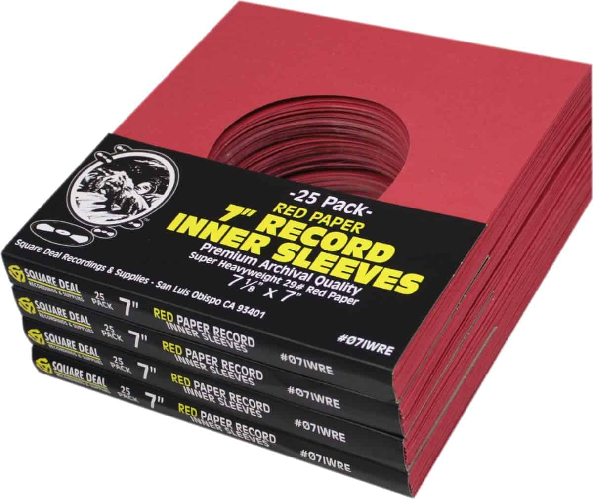 (100) 7″ 45rpm Fundas interiores de vinilo rojo – Calidad