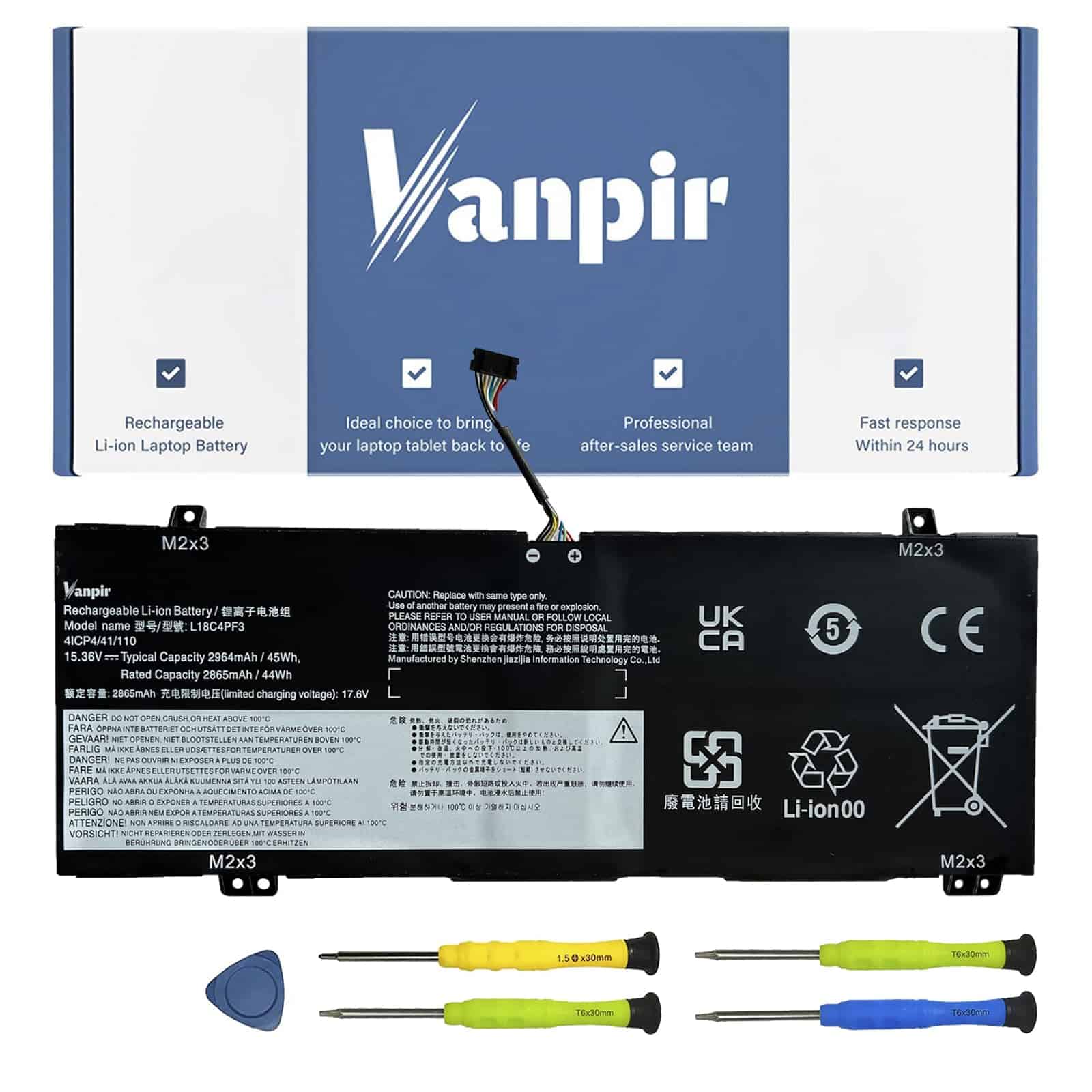 Batería para laptop VANPIR L18C4PF3 15.36V 45Wh 2865mAh