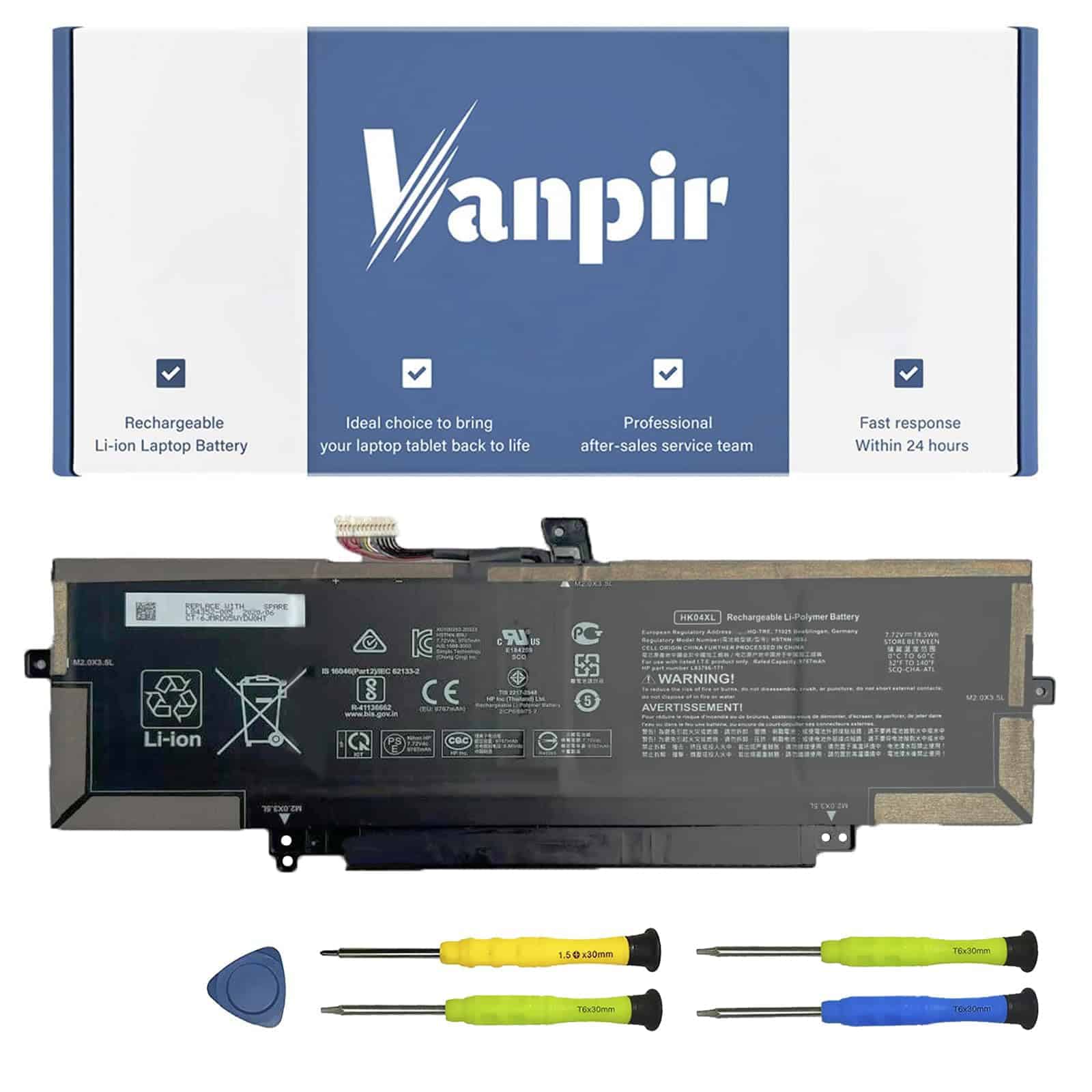 Batería de Repuesto para Laptop VANPIR HK04XL 78Wh para HP