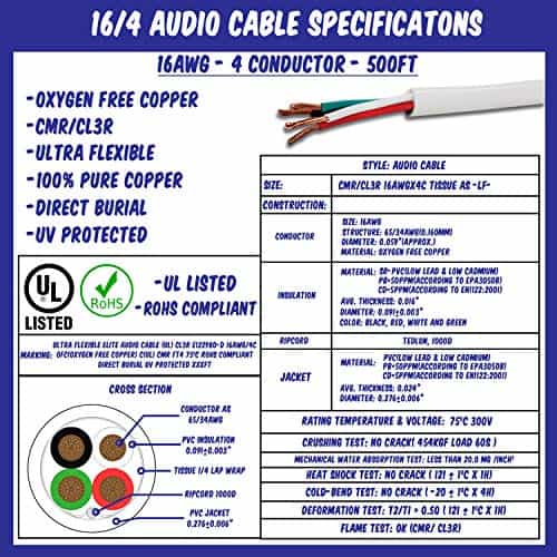 Audio Speaker Elite OFC 14AWG exterior 65 cables -Blanco - Image 8