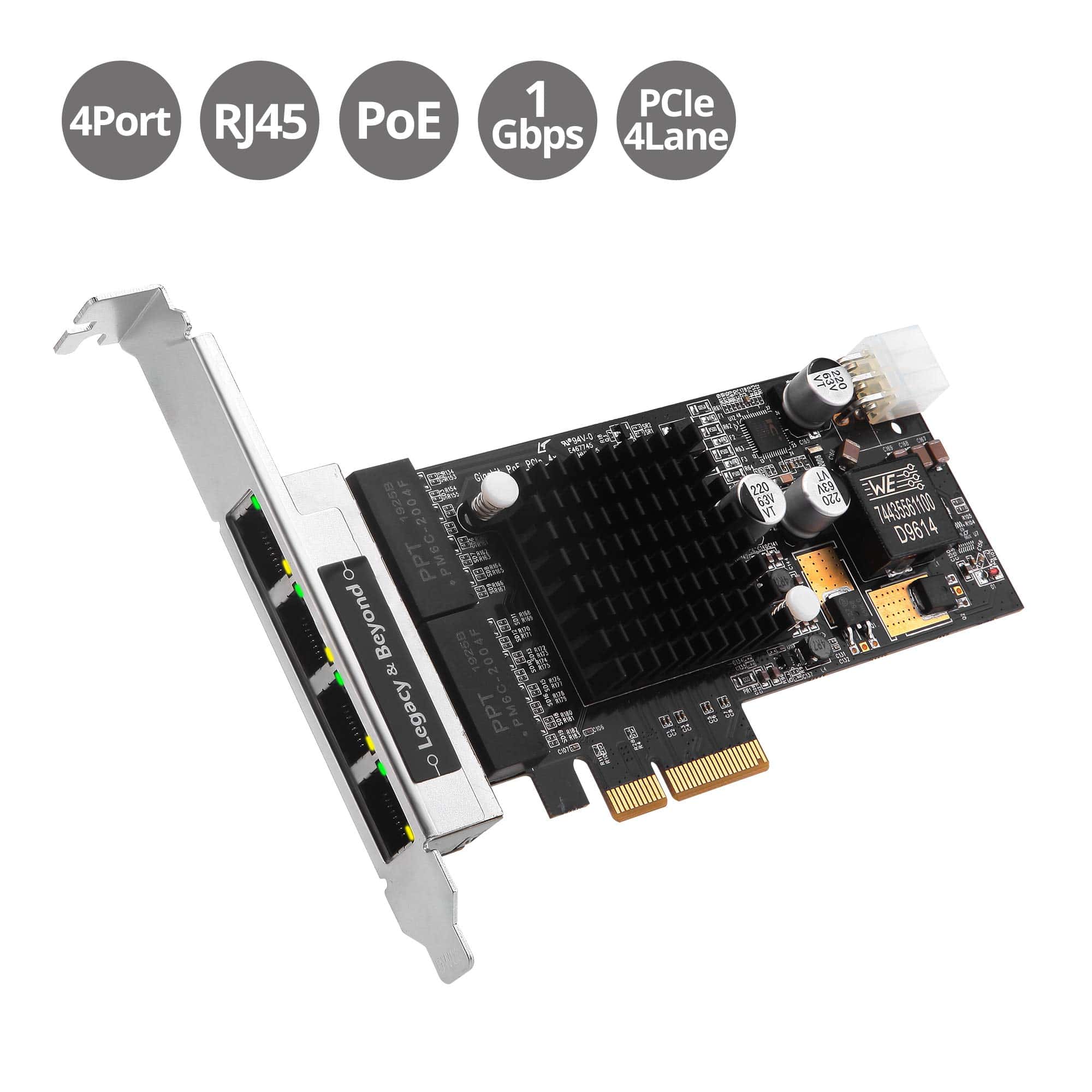 Tarjeta PCIe SIIG de 4 Puertos Ethernet Gigabit con PoE - Image 3