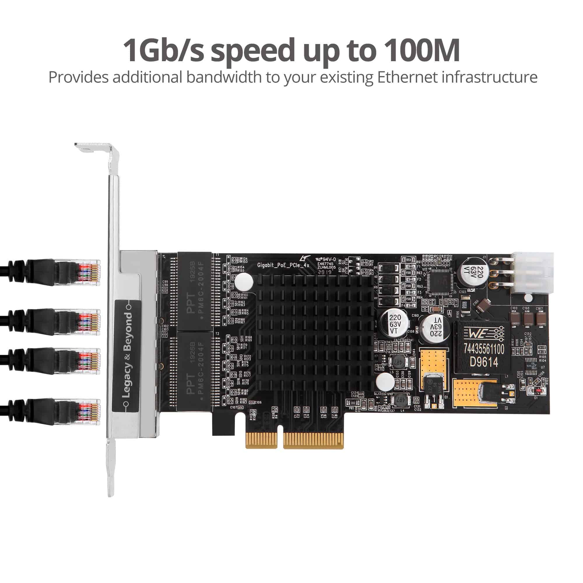 Tarjeta PCIe SIIG de 4 Puertos Ethernet Gigabit con PoE - Image 5