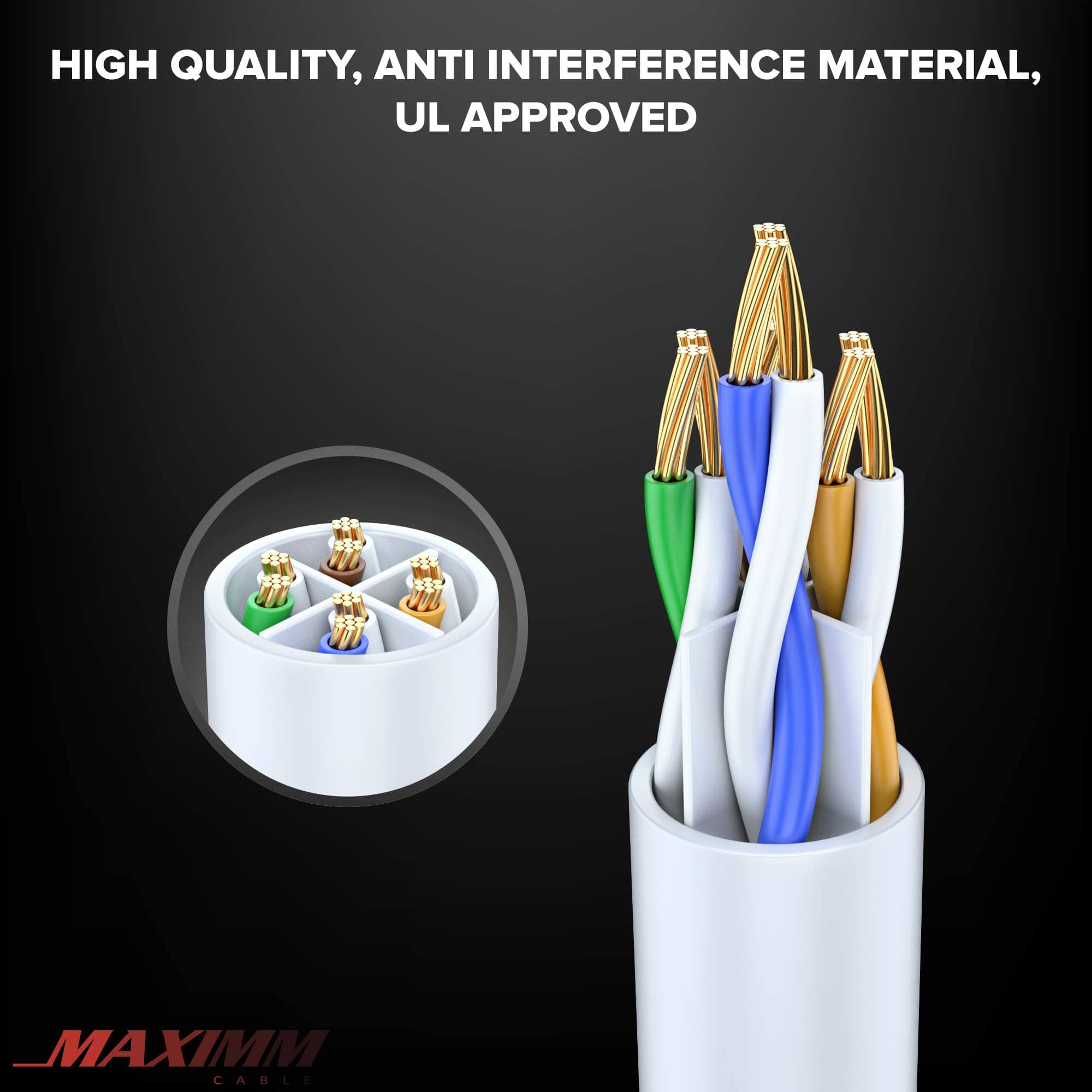 Alternative view of Cable Ethernet Maximm Cat 6 Pack de 24 De 0.9 Pies -Blanco