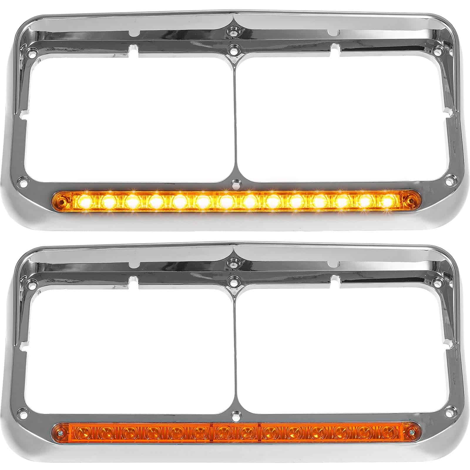 Partsam 2x Bisel de Faro con Tira de Luz LED Ámbar de 12"