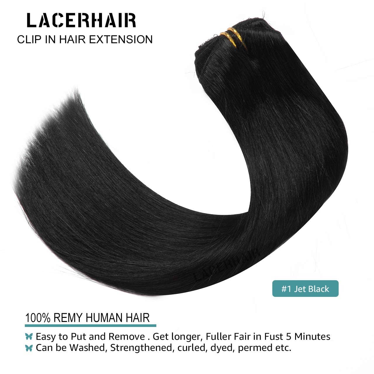 Alternative view of Extensiones de Cabello Lacer Clip en Cabello Humano Negro