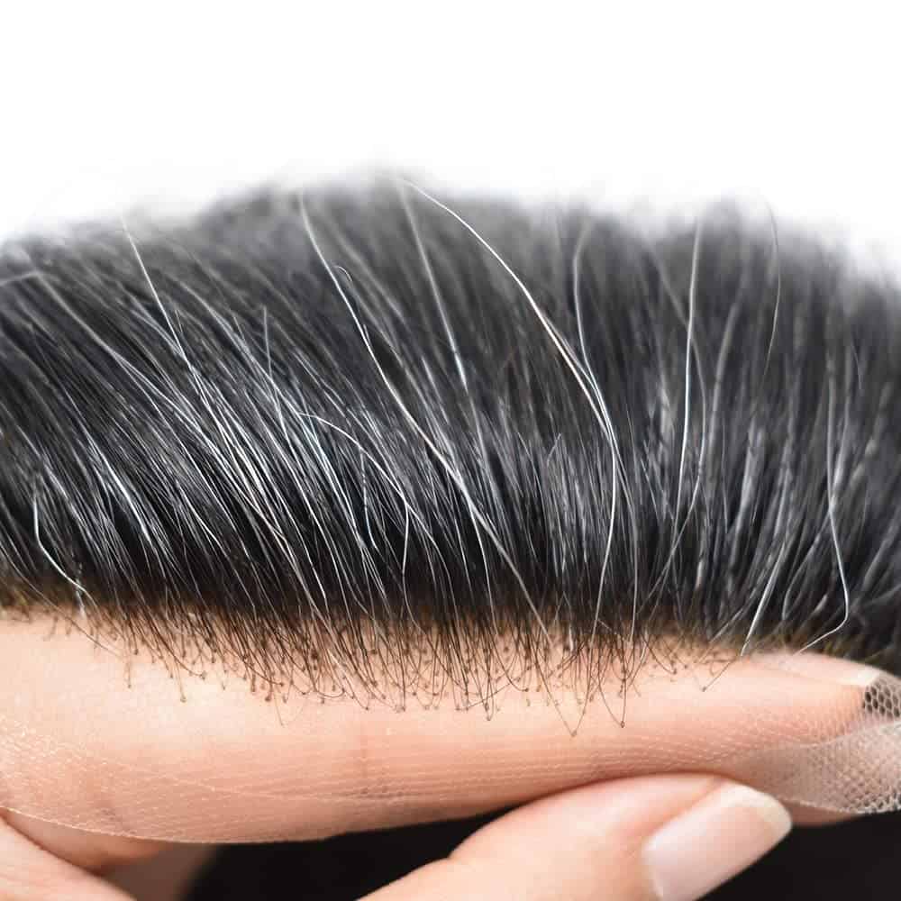 Alternative view of Mens Toupee Hairpiece Full French Lace Real Human Hair