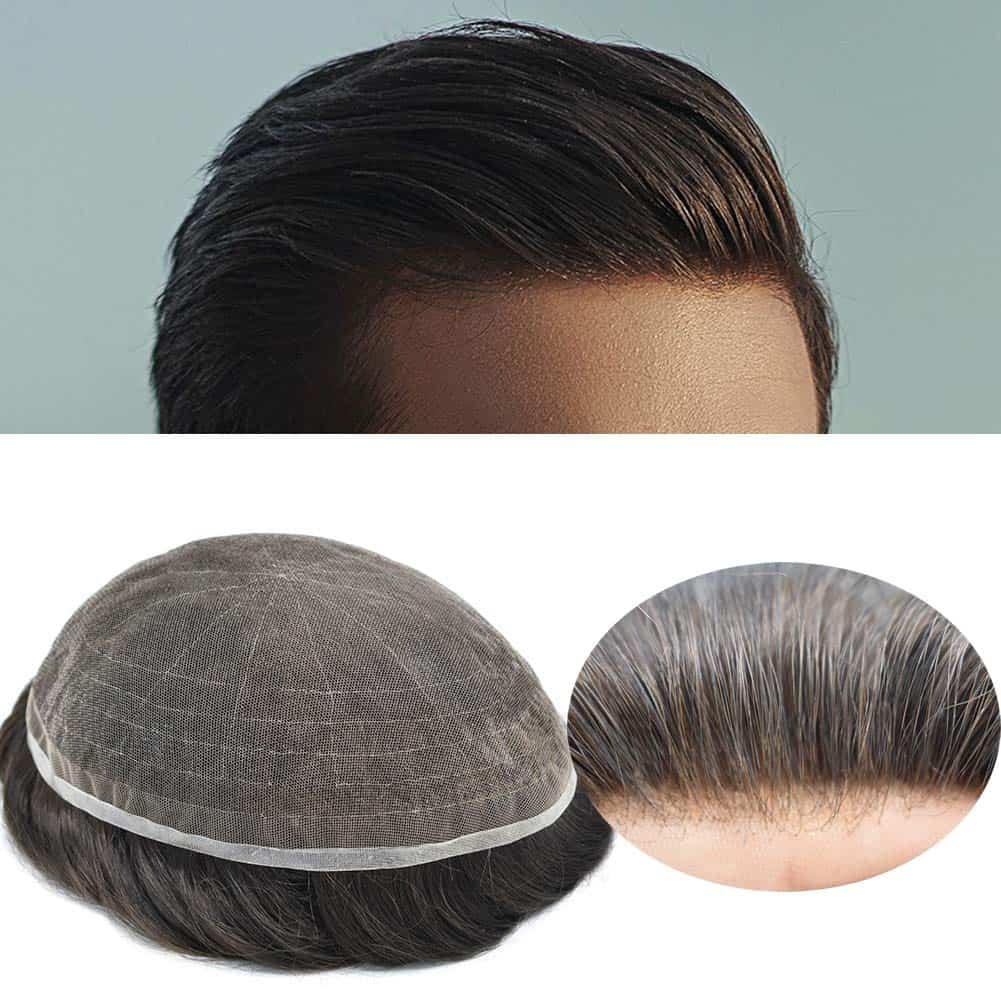 Tupé para Hombre de Encaje Francés Completo de Cabello