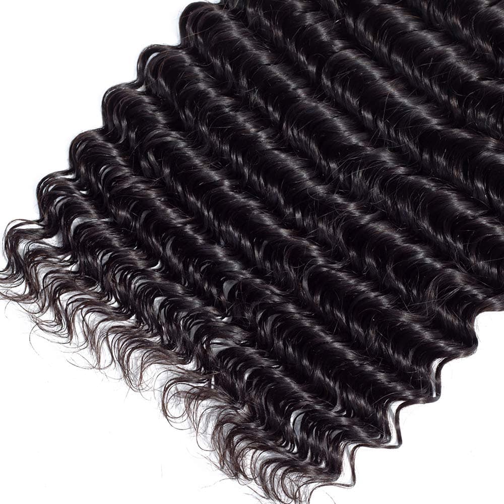 Paquetes de cabello humano Ondas Profundas 10A con Cierre - Image 5