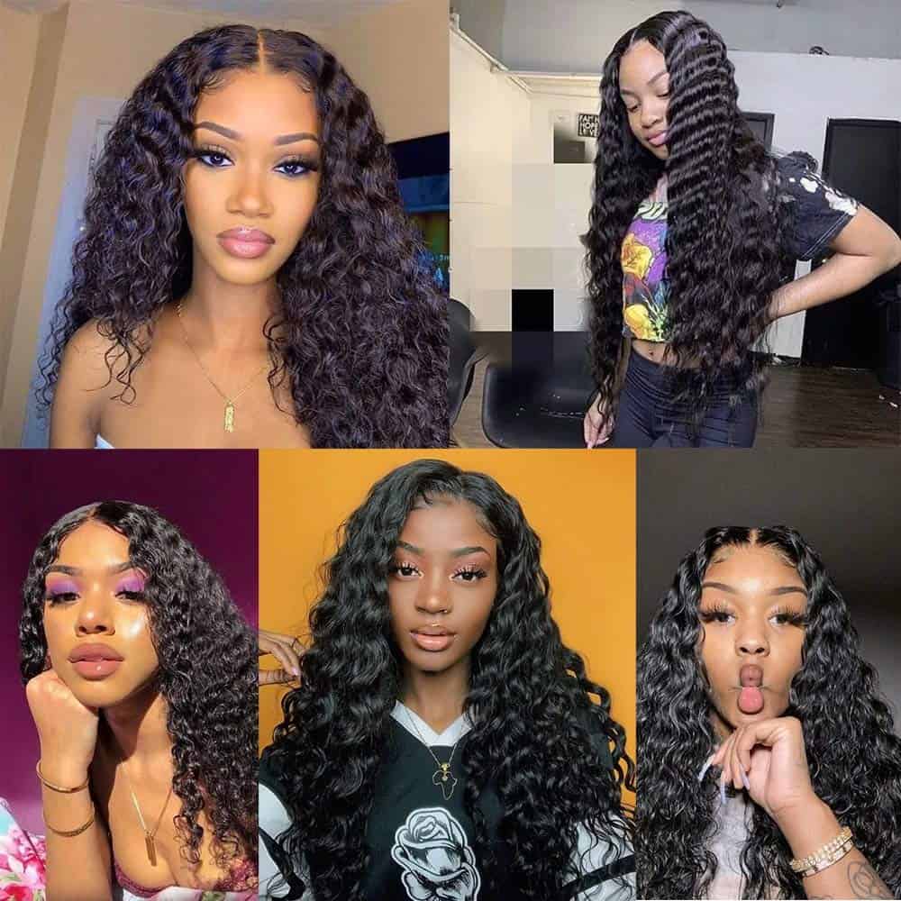 Paquetes de cabello humano Ondas Profundas 10A con Cierre - Image 8
