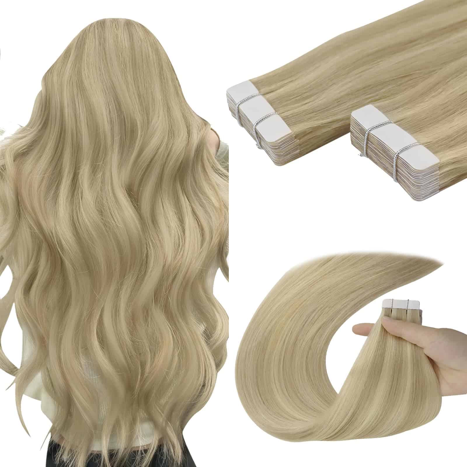 Extensiones de Cabello Rubio en Tapas de Cinta de Cabello