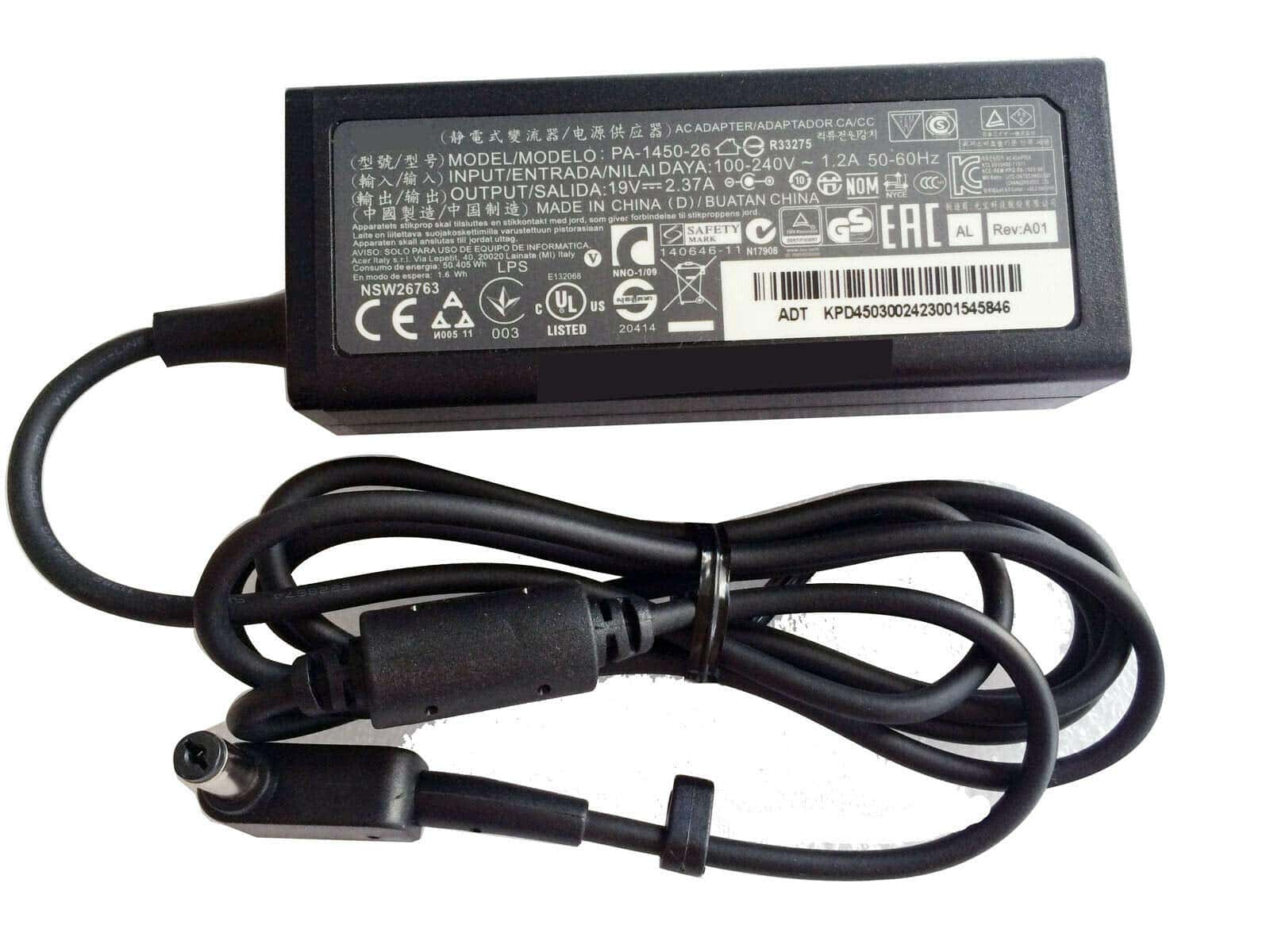 Adaptador De Corriente De 45w 19v 2.37a + Cable Para Acer