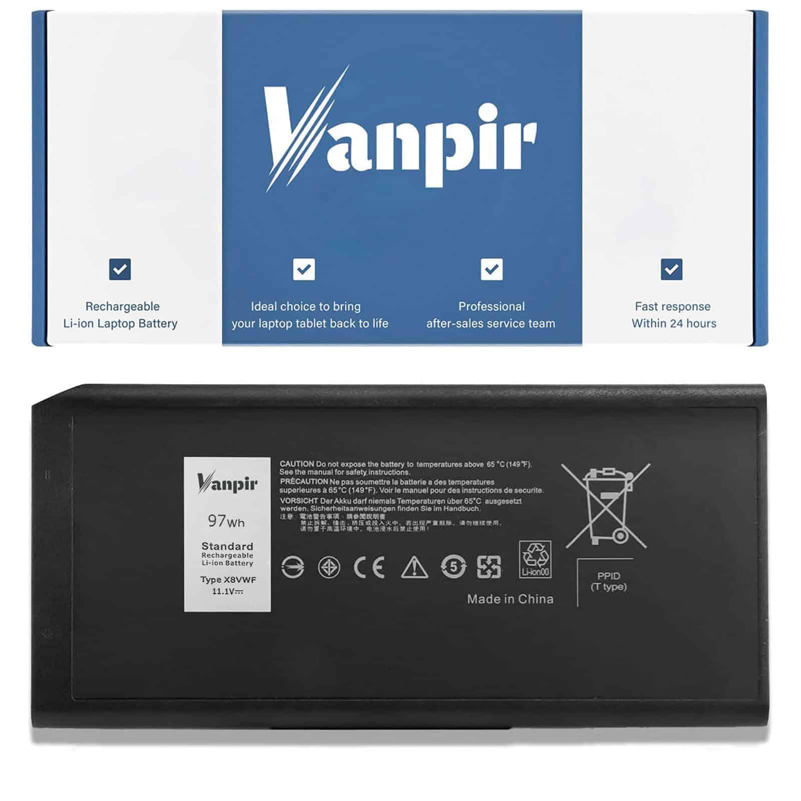 Batería de Laptop VANPIR X8VWF DKNKD, 11.1V 97Wh 8550mAh 9