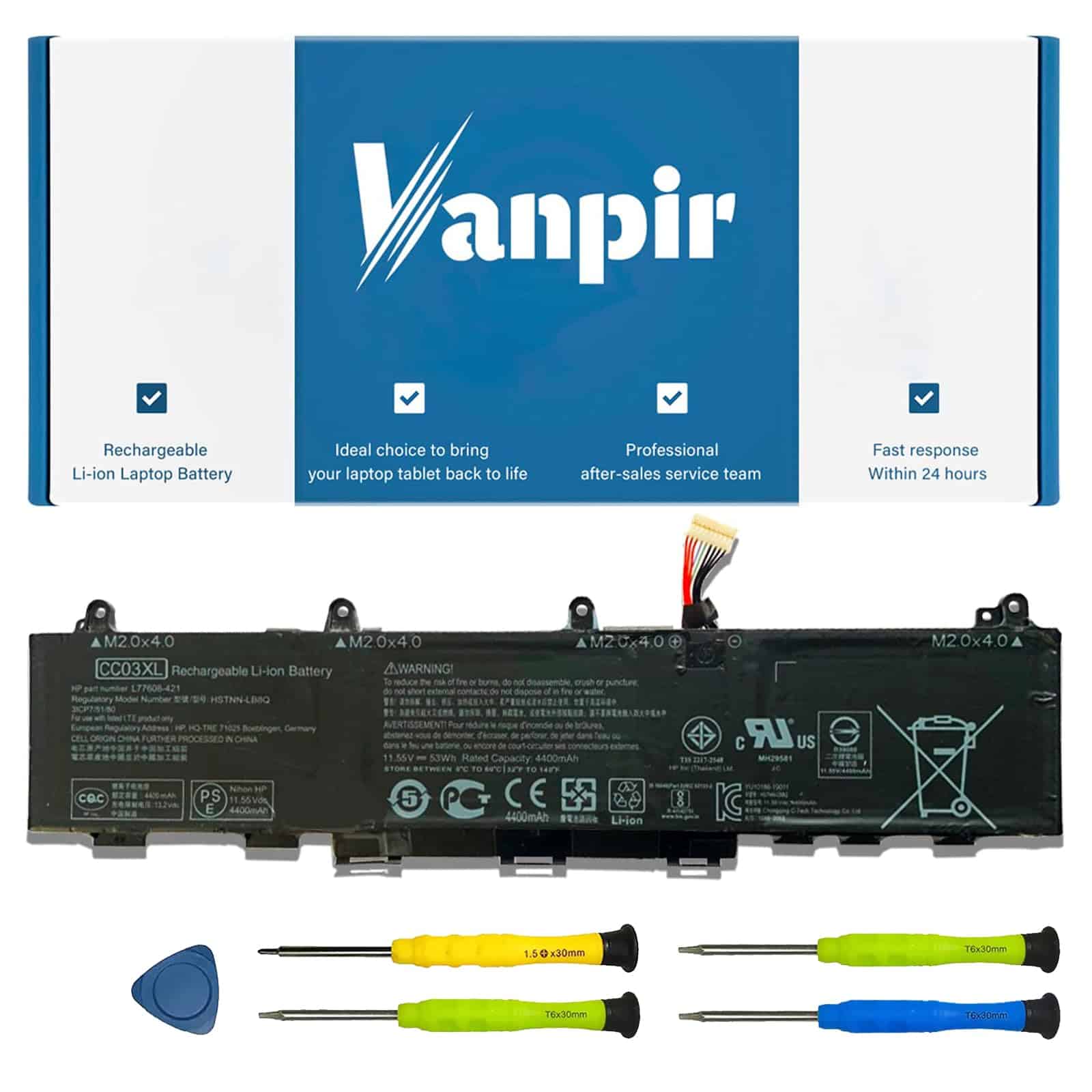 Batería de laptop VANPIR CC03XL 53wh para reemplazo de HP