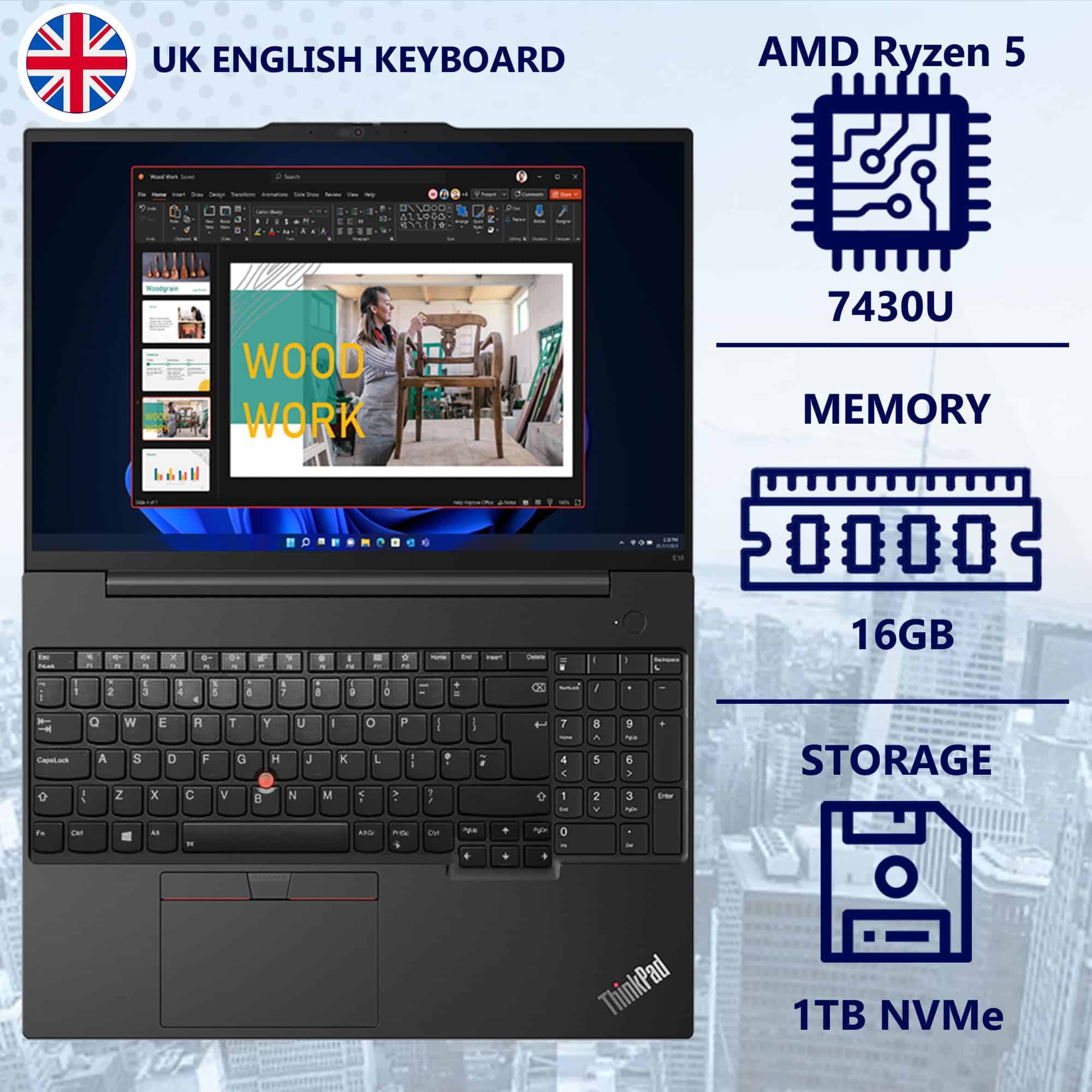 Oemgenuine Lenovo ThinkPad E16, WUXGA 16" IPS, -Negro - Image 3