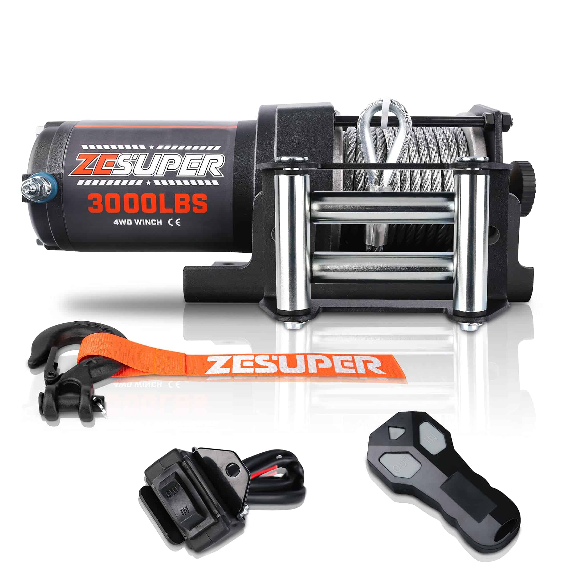 ZESUPER 3000 lb 12V DC Electric Winch Steel Cable Off Road