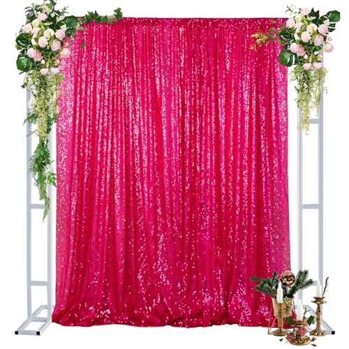 DUOBAO Cortina de Fondo de Lentejuelas 7FTx7FT Fucsia