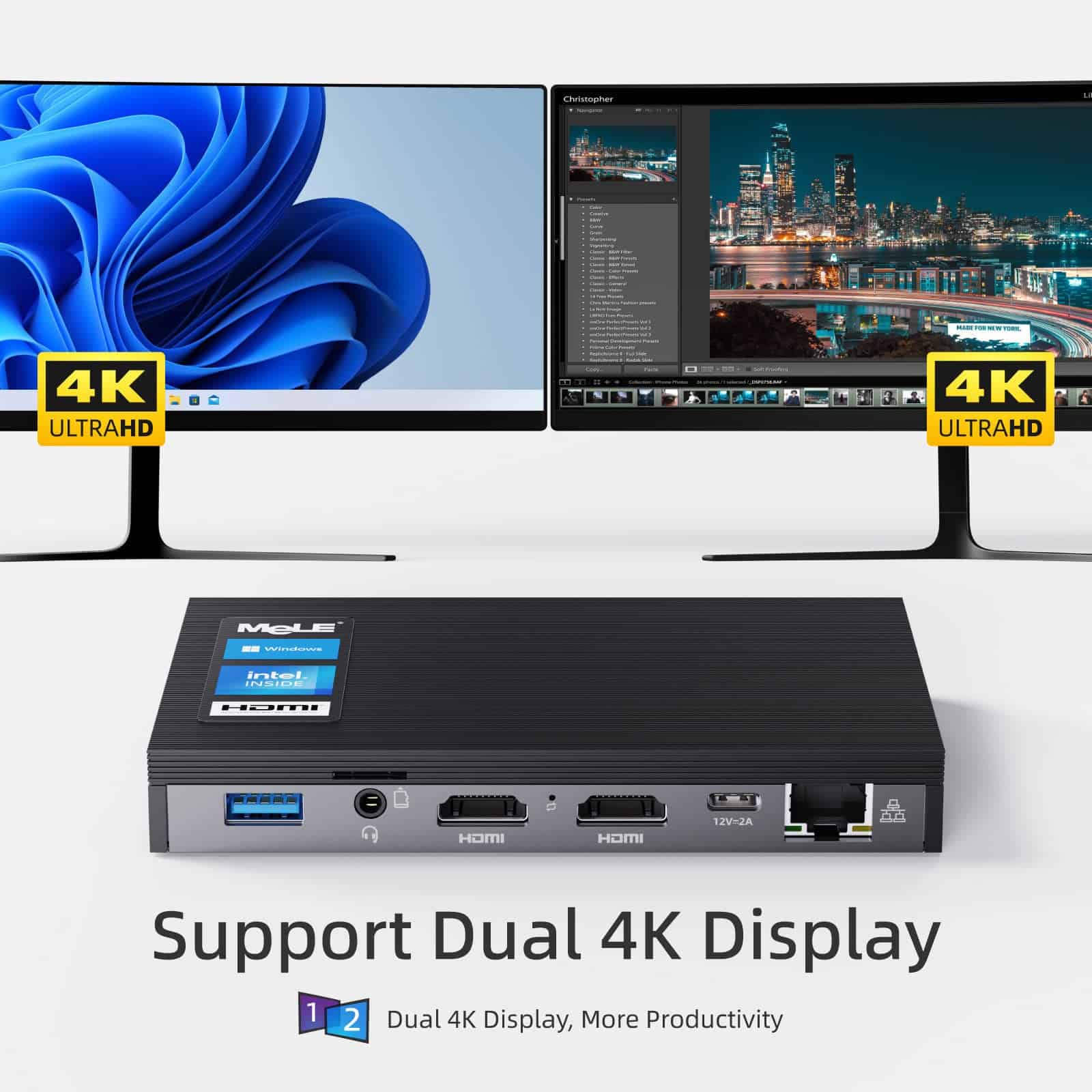 MeLE Quieter2D Mini PC Fanless con Windows 11 Home, Celeron - Image 8