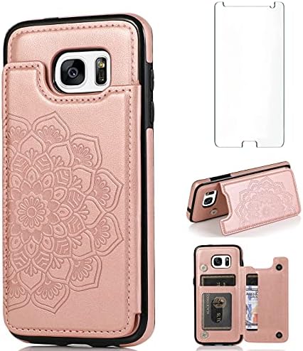 Funda Asuwish Compatible Con Galaxy S7 + Protector -Rosa