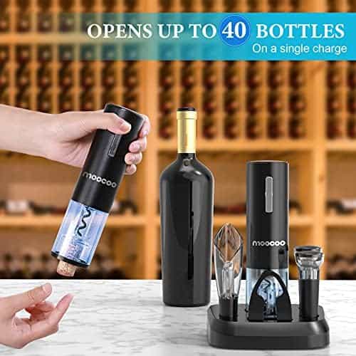 Abridor De Vino Eléctrico Moocoo Base De Carga LED Negro - Image 6