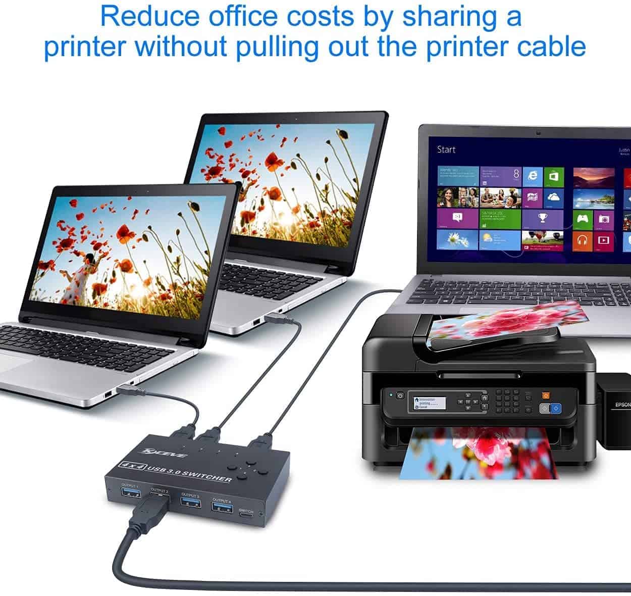 Conmutador USB 3.0 KCEVE, Selector USB 4 en 4 Computadoras - Image 4
