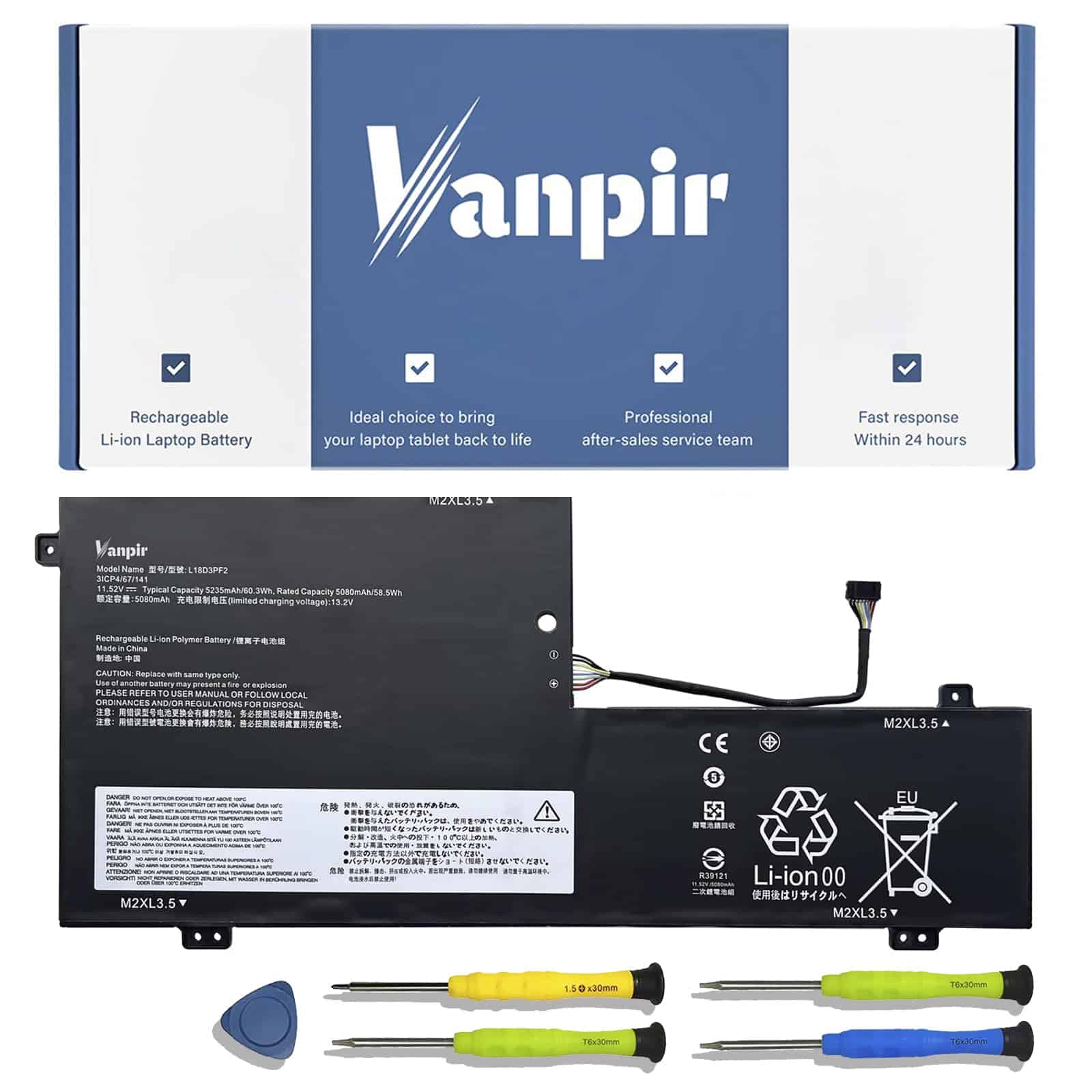 Batería de portátil VANPIR L18D3PF2 11.52V 60.3Wh 5235mAh