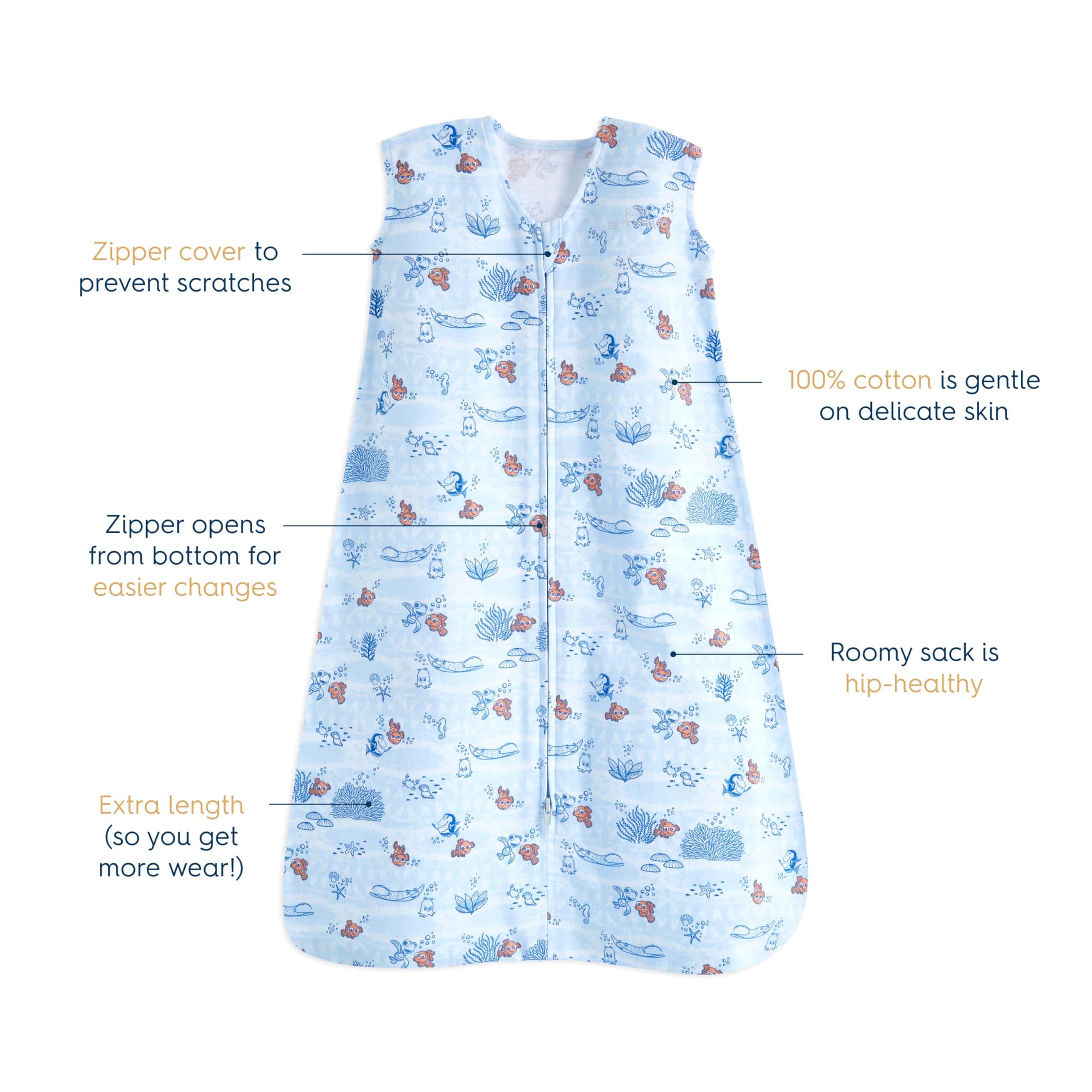 HALO SleepSack, Manta de Dormir de Algodón -Nemo Tie Dye - Imagen 4