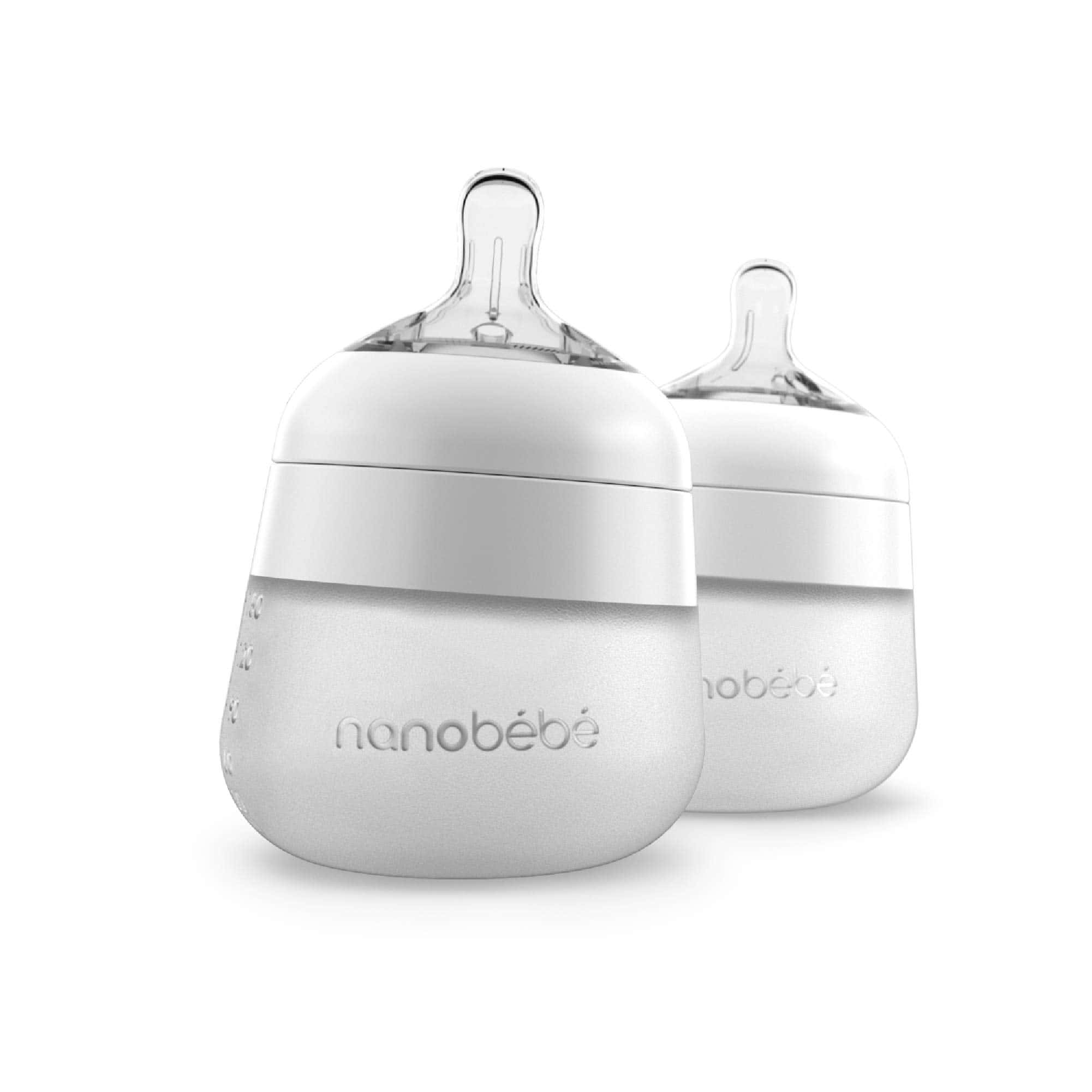 Botella de bebé de silicona Nanobébé Flexy, -Blanco