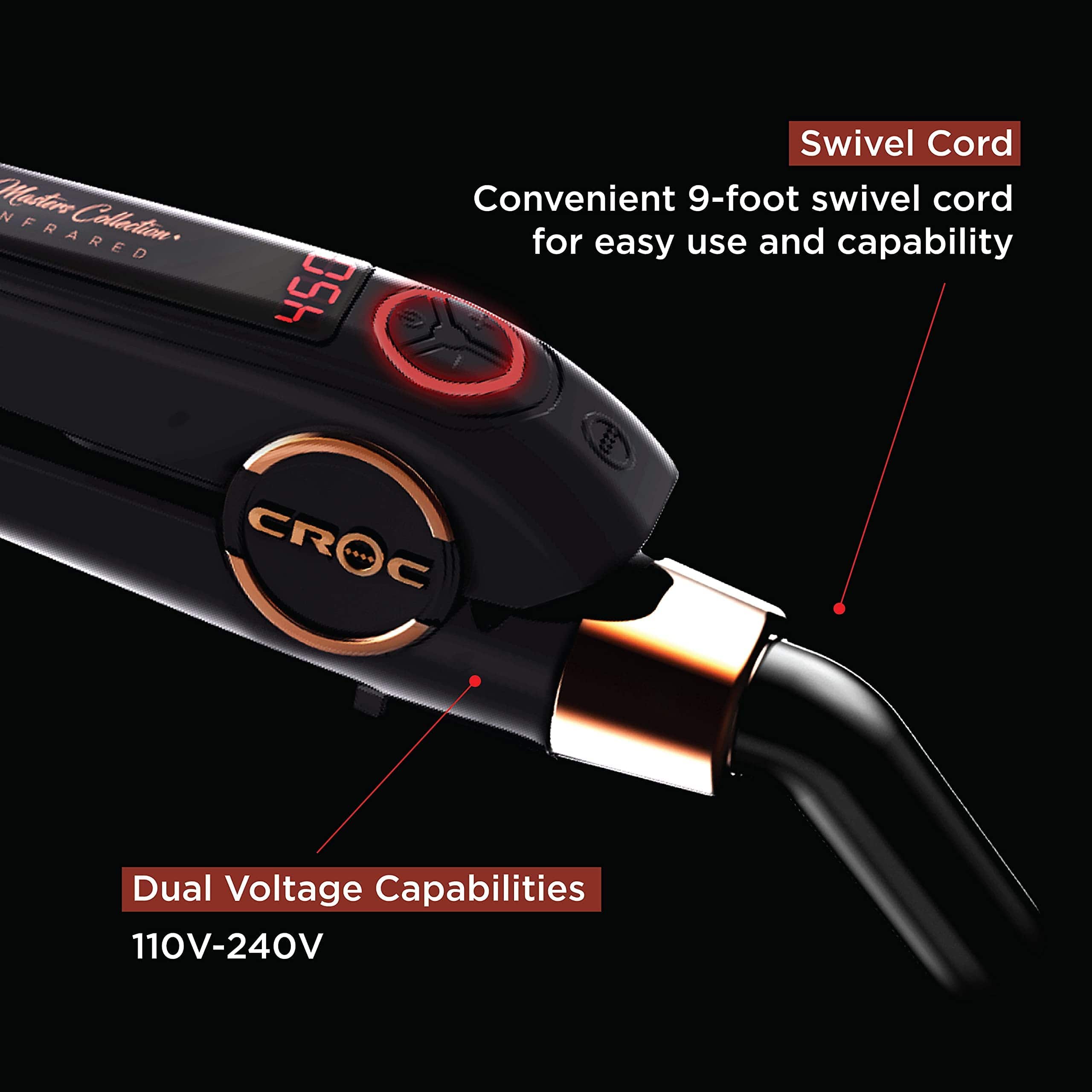 Plancha para el cabello de Titanio Negro Infrarrojo CROC - Imagen 9