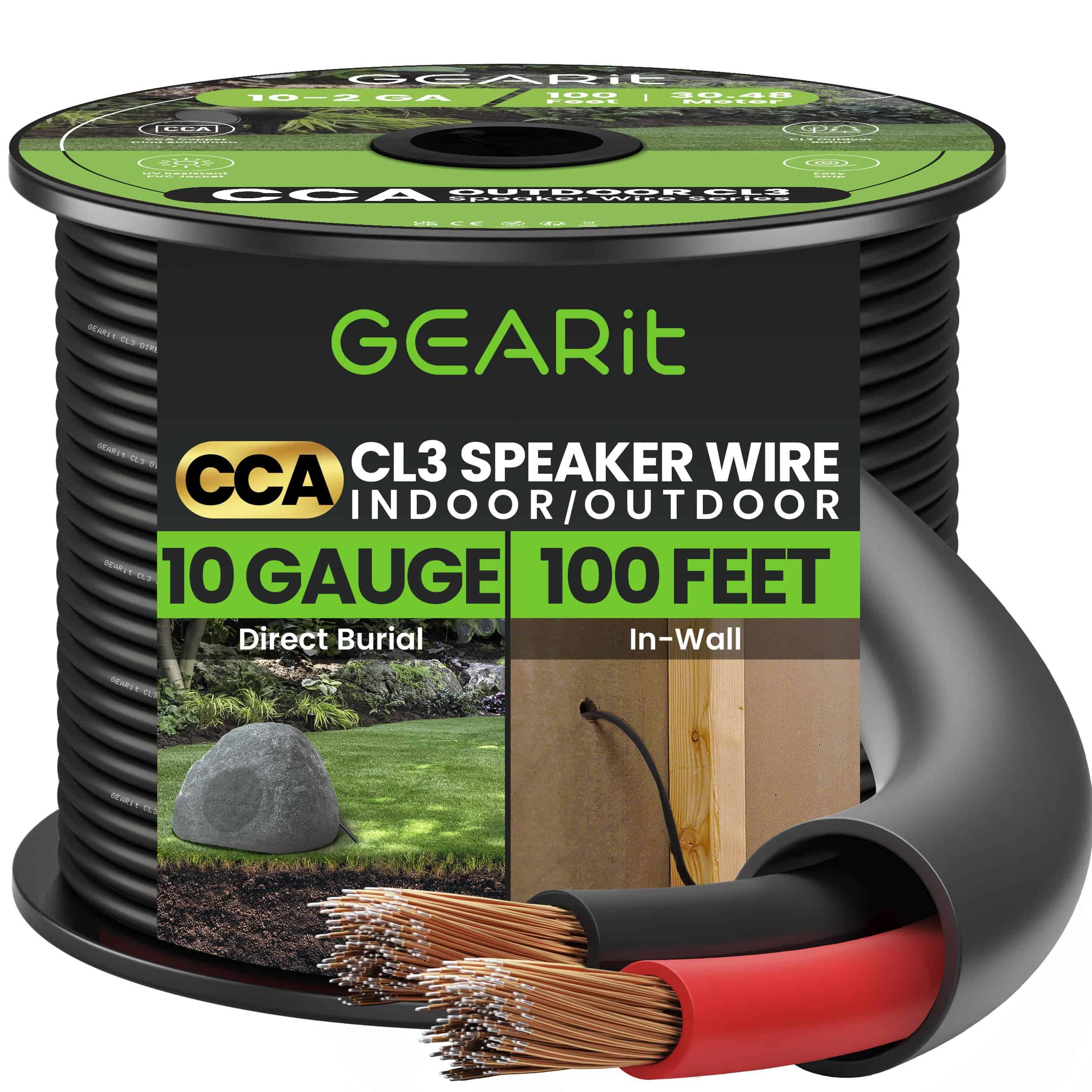 Cable de Altavoz GearIT 10/2 (100 Pies) Calibre 10