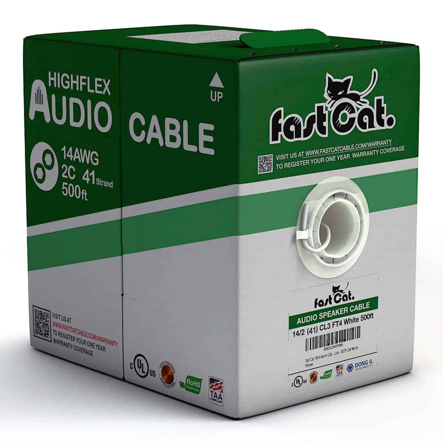 Cable de altavoz de 14 AWG 2C, clasificado UL y